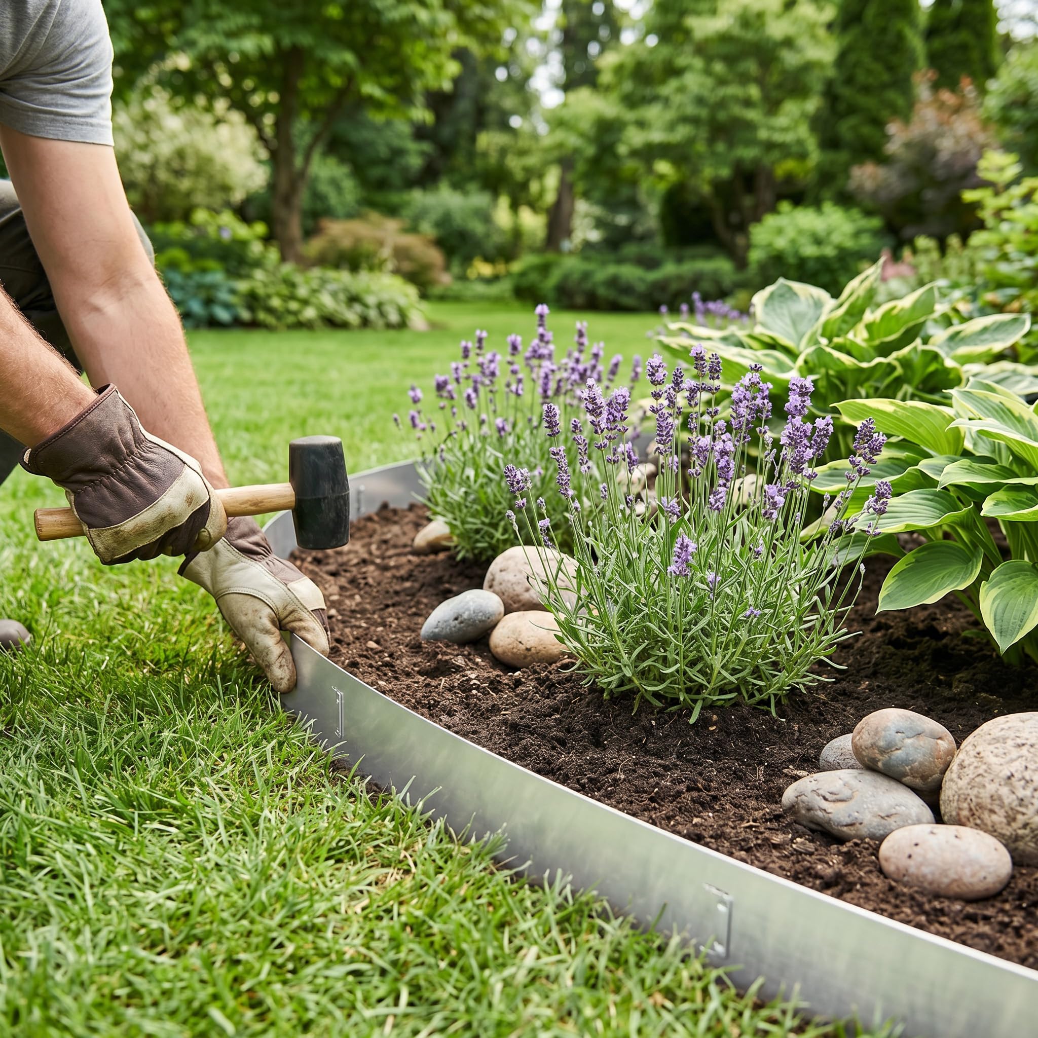 Froadp 20m Bordi da Giardino per Prato Flessibile Aiuola Bordo Regolabile in Metallo Zincato Rialzati per Piante Erbe Vegetali Crescita Floreale(100x18cm)