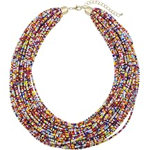 بوكار متعدد الطبقات مكتنزة بيان الخرز البذور قلادة الياقة العنقودية للنساء هدية NK-10351