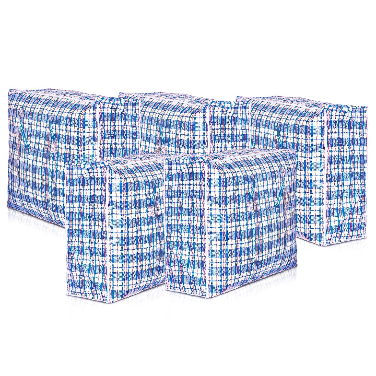 Pack of 10 Re-usable Foldable Laundry Bags Medium size 50 x 50 x 15 CM Perfect For Laundry Storage Cloths, Shopping, Moving and For Multi purpose use - Bags With Handles and Zip.