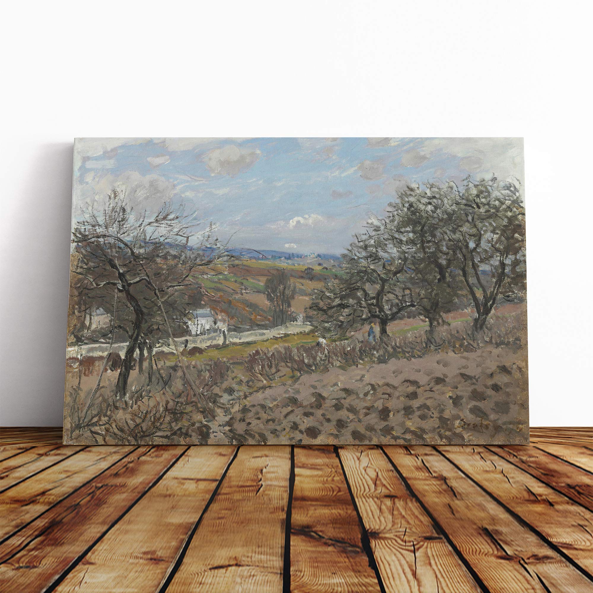 Alfred Sisley Bougival Canvas Print | Gallery Wrapped 30mm Frame Wall Art | 24x16 inches | Ready to Hang | Modern Picture | Living Room Bedroom Lounge Office