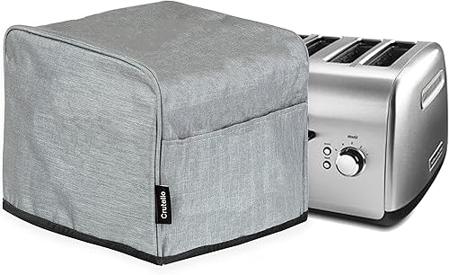 Crutello Cubierta para tostadora de 2 rebanadas con bolsillos de almacenamiento, cubiertas antipolvo para electrodomésticos pequeños