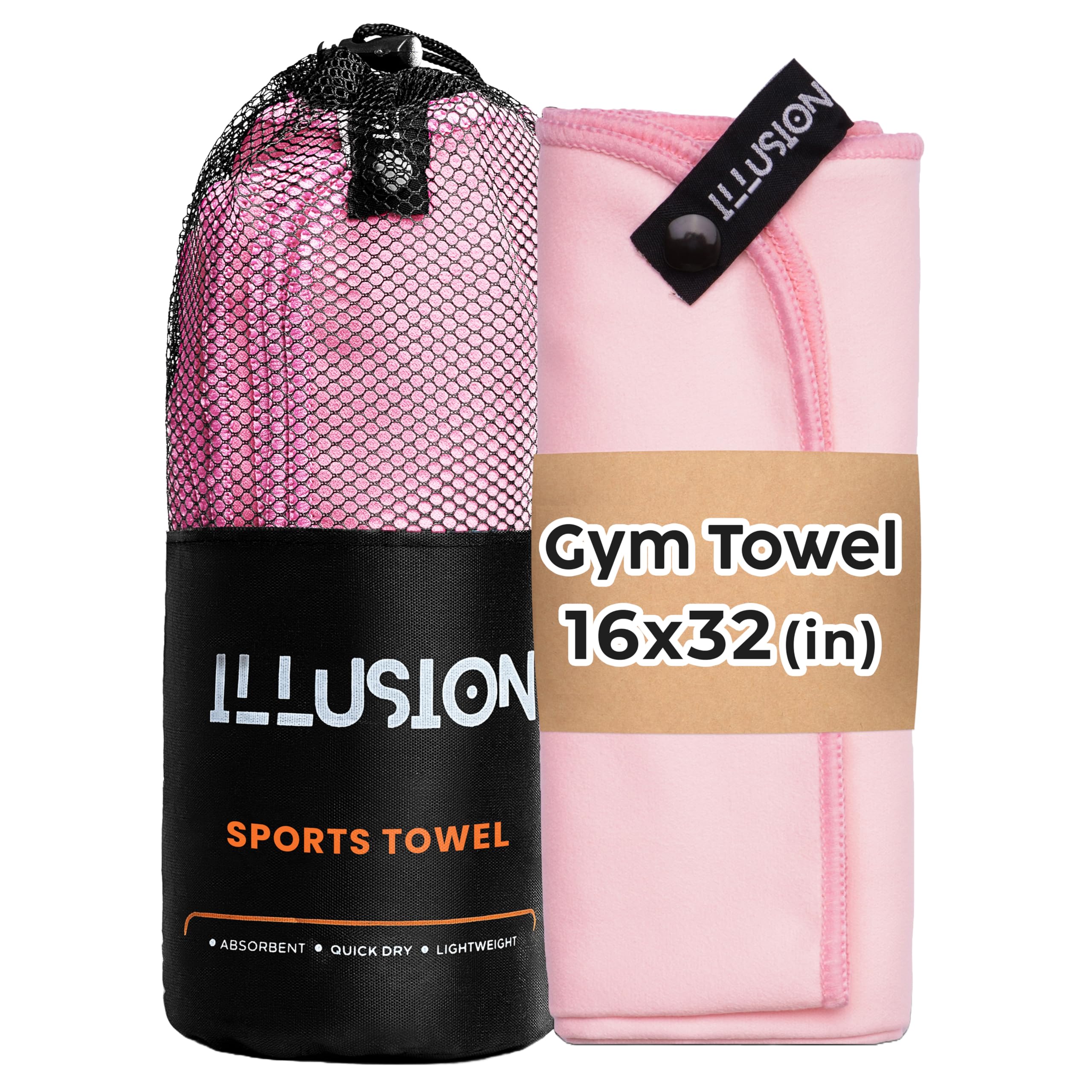 illusion Small Microfiber Gym Towels for Men and Women Active Sports 32 L x 16W -Lightweight Quick Dry