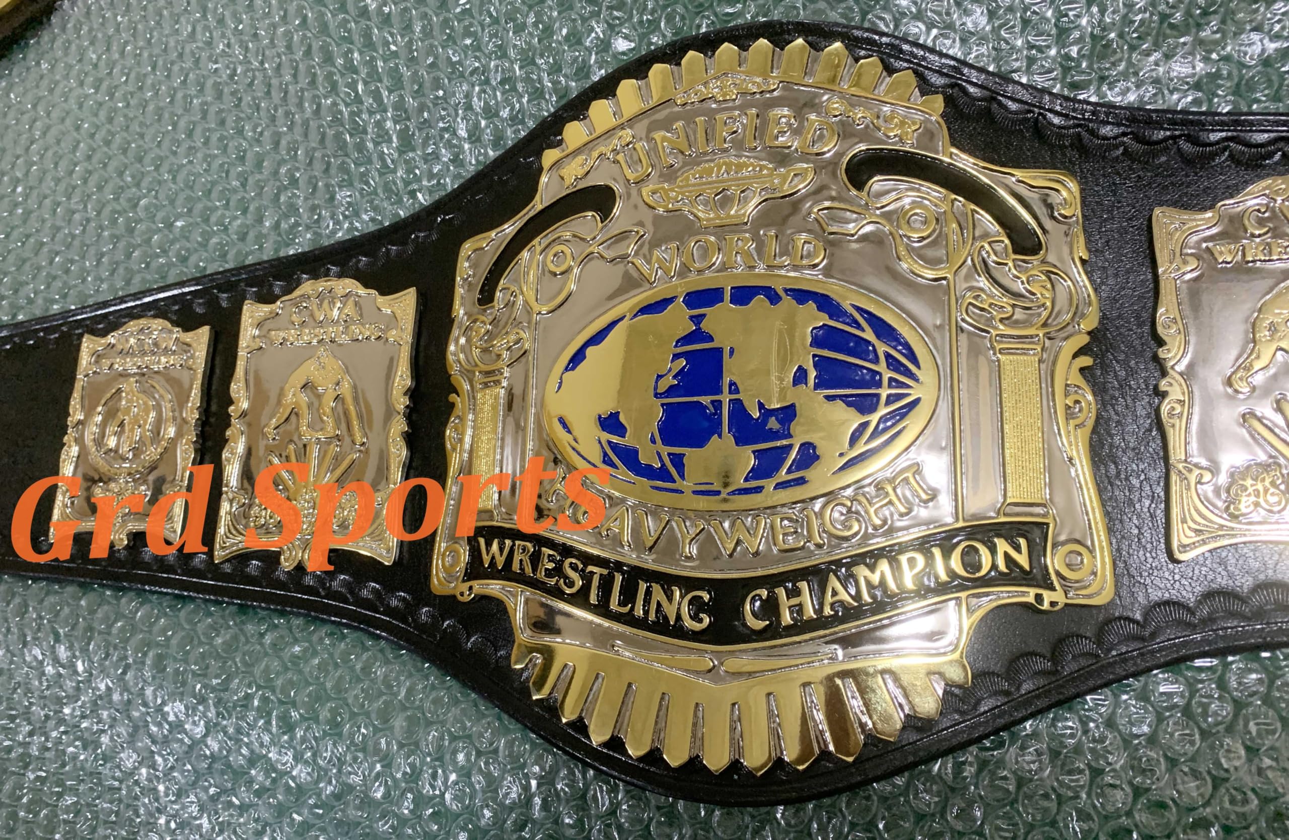 USWA Unified World Heavyweight Wrestling Championship Belt 4mm Zinc Dual Gold Plated