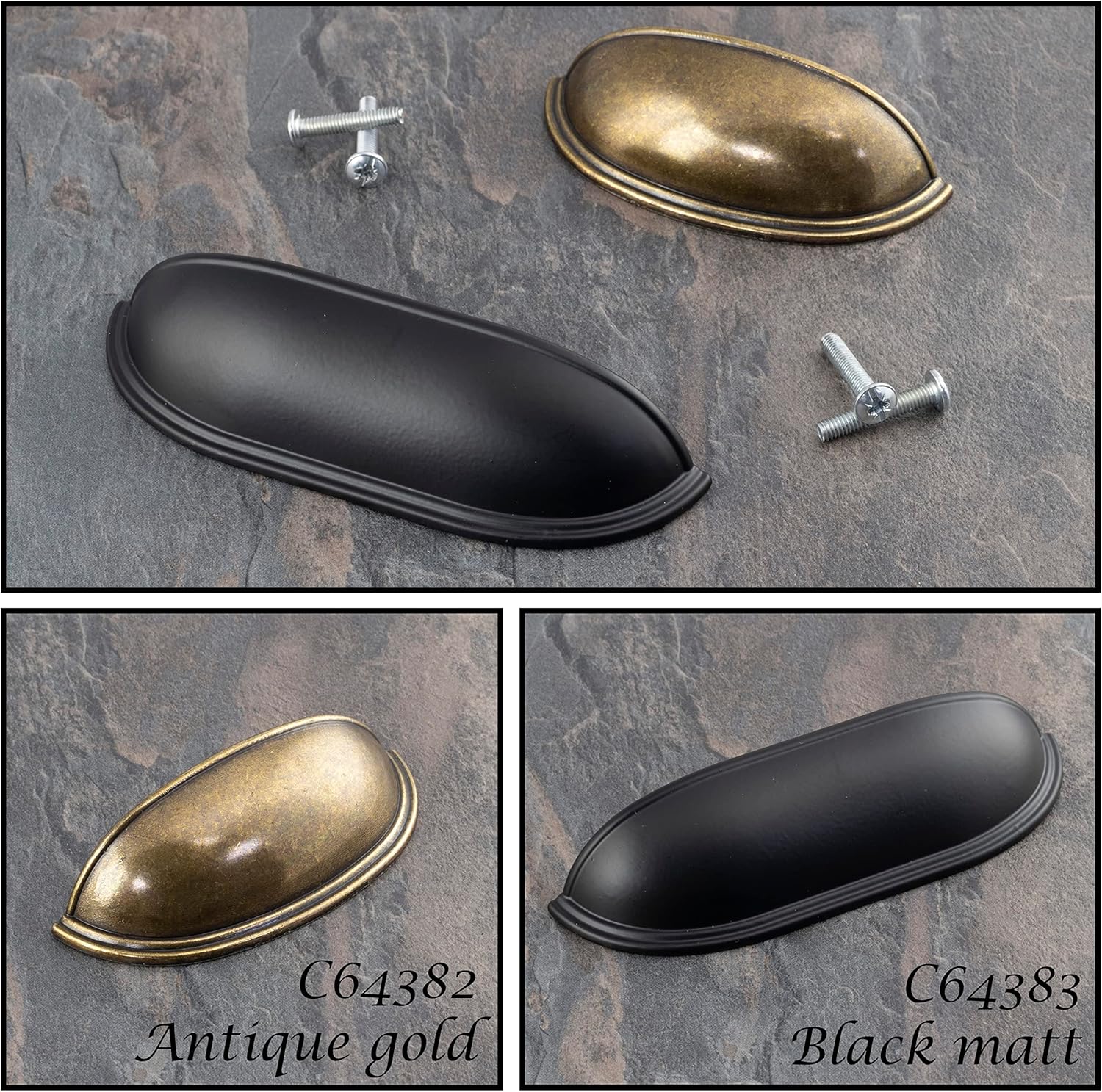 AERZETIX - C64383 – Set of 2 Furniture Handles Wheelbase 96 mm – Door Cupboard Drawer Interior Decoration Kitchen Living Room Assembly – Metal – Matte Black