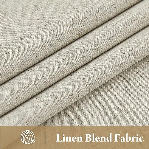 Miniatura 2 de RYB HOME Juego de 2 paneles de cortinas de lino 100% opacas de 84 pulgadas de largo, con aislamiento térmico, lino sintético natural