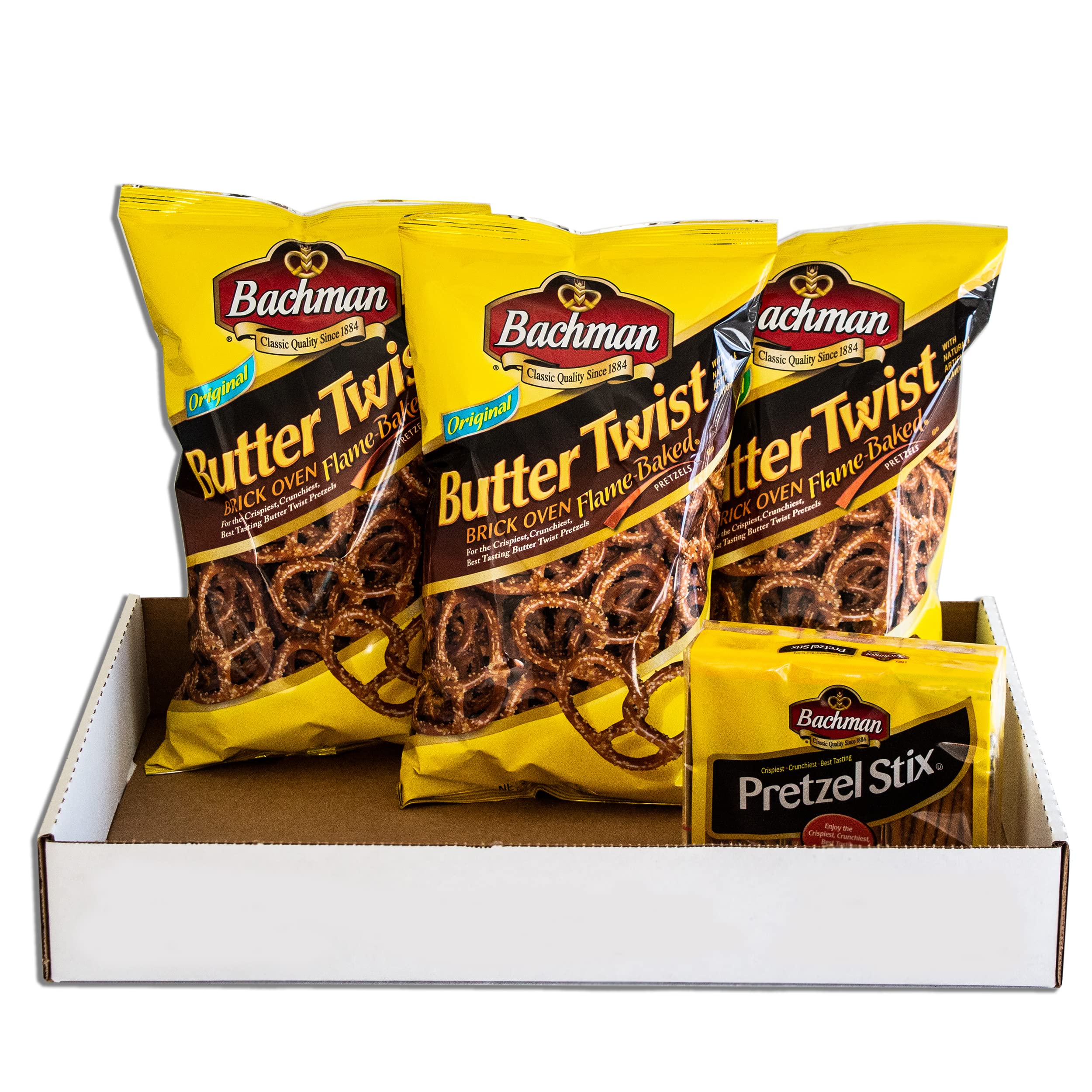 Bachman Butter Twists Brick Oven Pretzels (3, 10oz Bags) - Pretzel Sticks (6, 1oz Trays) - Variety Pack - Crispy, Crunchy, Flame Baked Greatness - 9 Items Included