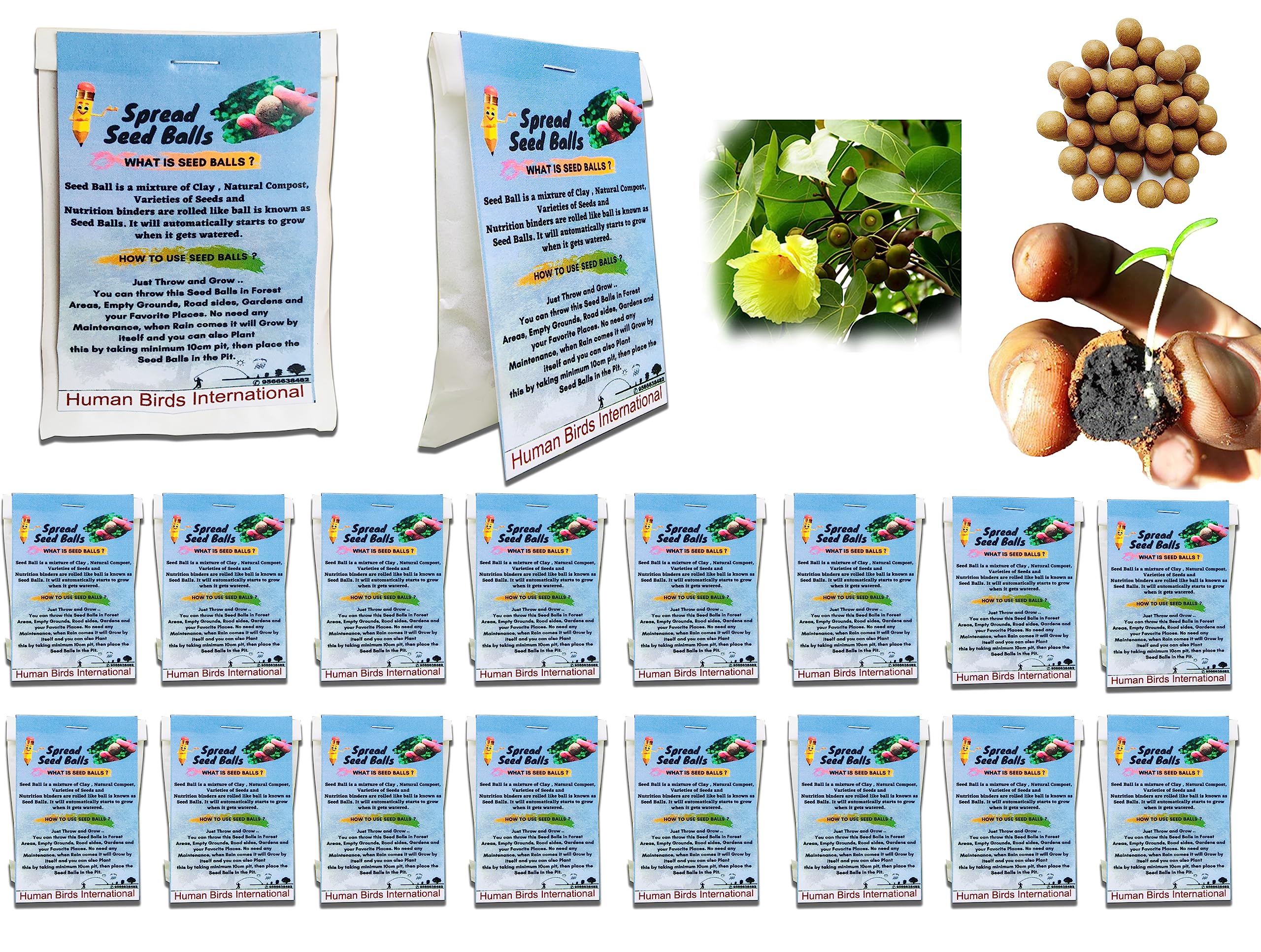 Human Birds International™ (50 Set) Seed Balls Return Gift Pack - Eco-friendly, Sustainable, and Personalized Gifts, (2 Seed Balls Per Pouch, Tag, Eco-Friendly Pouch) (Portia Seed Balls) (B0CC2SN5WN) Amazon Price History, Amazon Price Tracker