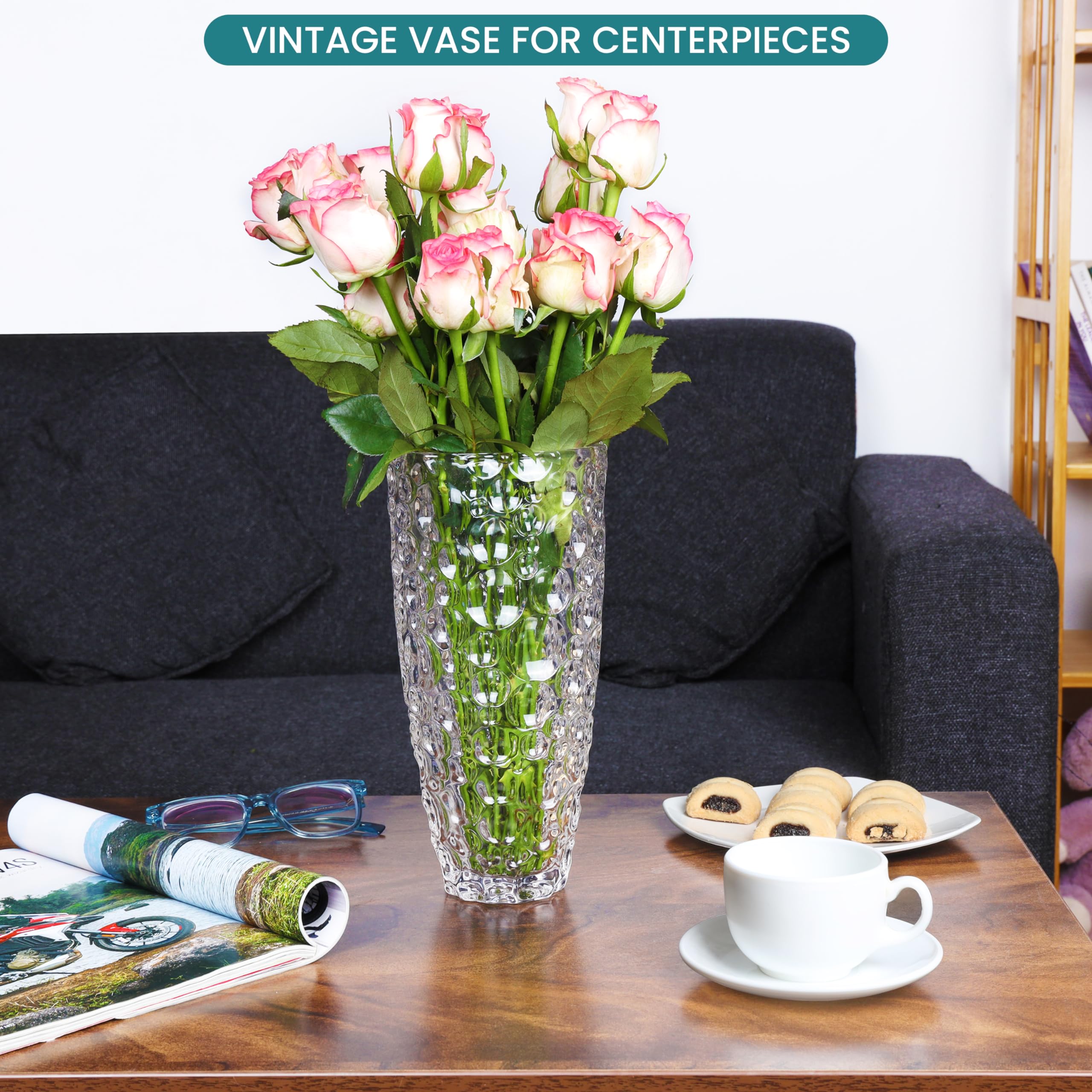 Vaso In Vetro Trasparente Alyssa - Conico 25cm X Ø14cm Per Fiori E Centrotavola - Foto 8