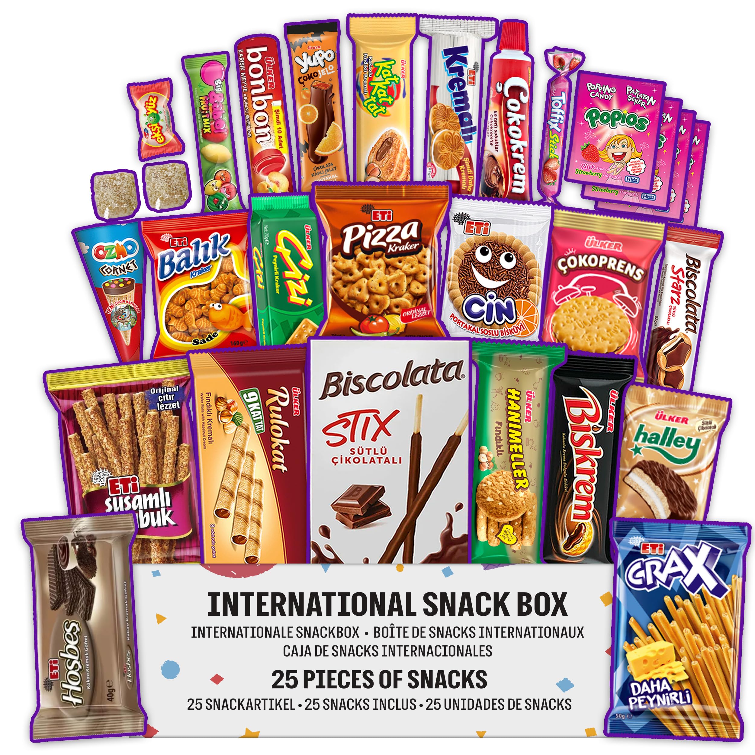 Eastanbul International Snack Box, Foreign Snack Box, From Around The World International, Sweet, Savory, Chewy, Crunchy, Gift for Christmas (Midi)