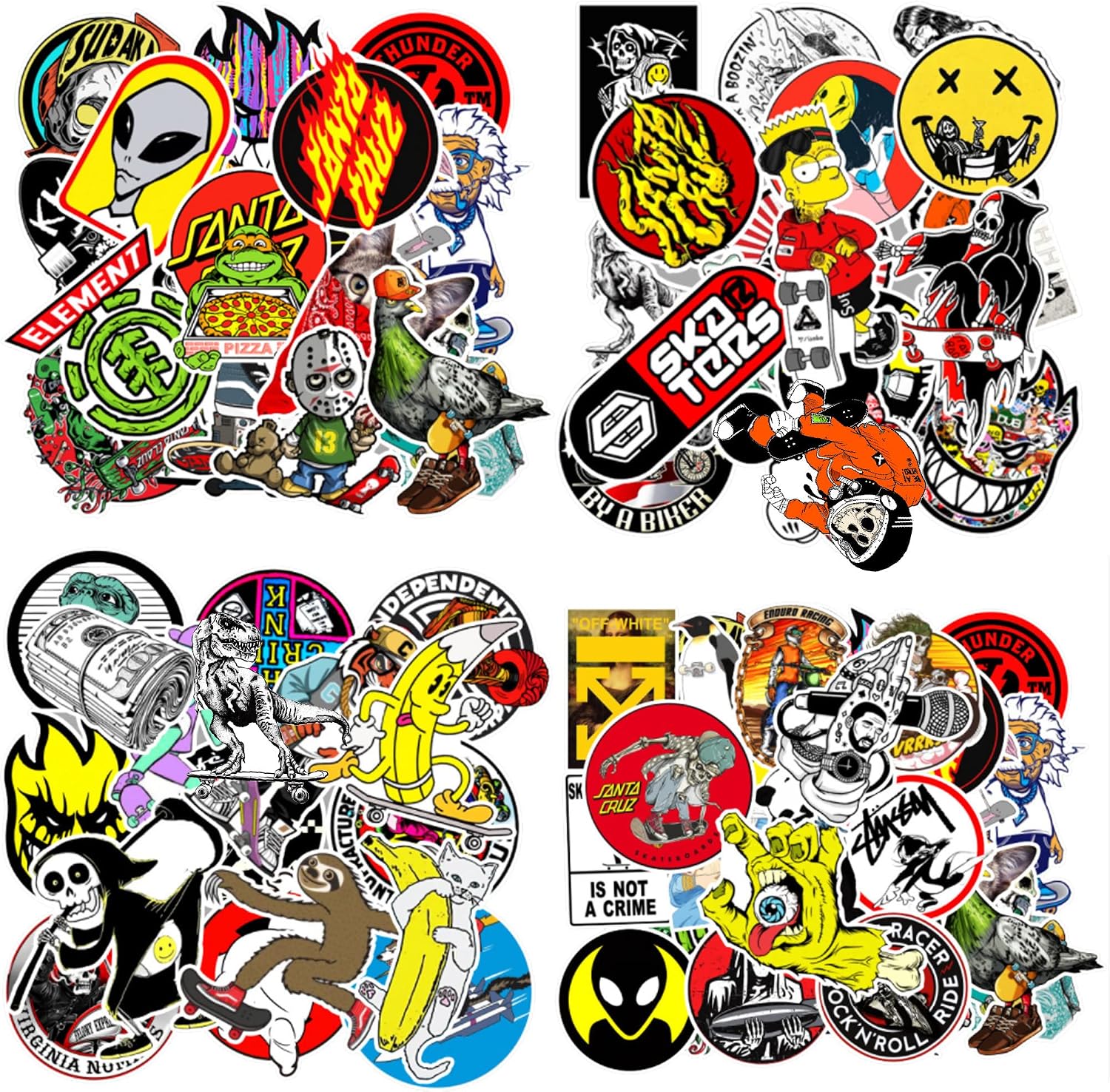 100PCS Skateboard Stickers for Trolley Laptop Water Bottle Waterproof Motorcycle Stickers Perfect for Phone, Luggage, Tablet, Compartment, Skateboard, Aesthetic Durable Sticker for Teens Boys Girls (skateboard)