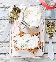 Vista 5 de Esparcidor de queso y salsa de acero inoxidable dorado, condimentos y mantequilla para aperitivos, esparcidores de queso de metal, juego de 2 a 4.55