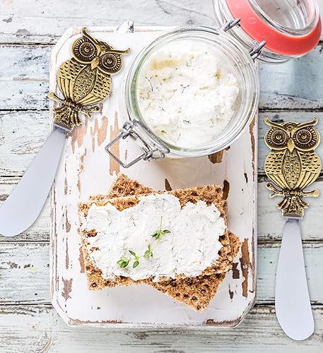 Miniatura 5 de Esparcidor de queso y salsa de acero inoxidable dorado, condimentos y mantequilla para aperitivos, esparcidores de queso de metal, juego de 2 a 4.55