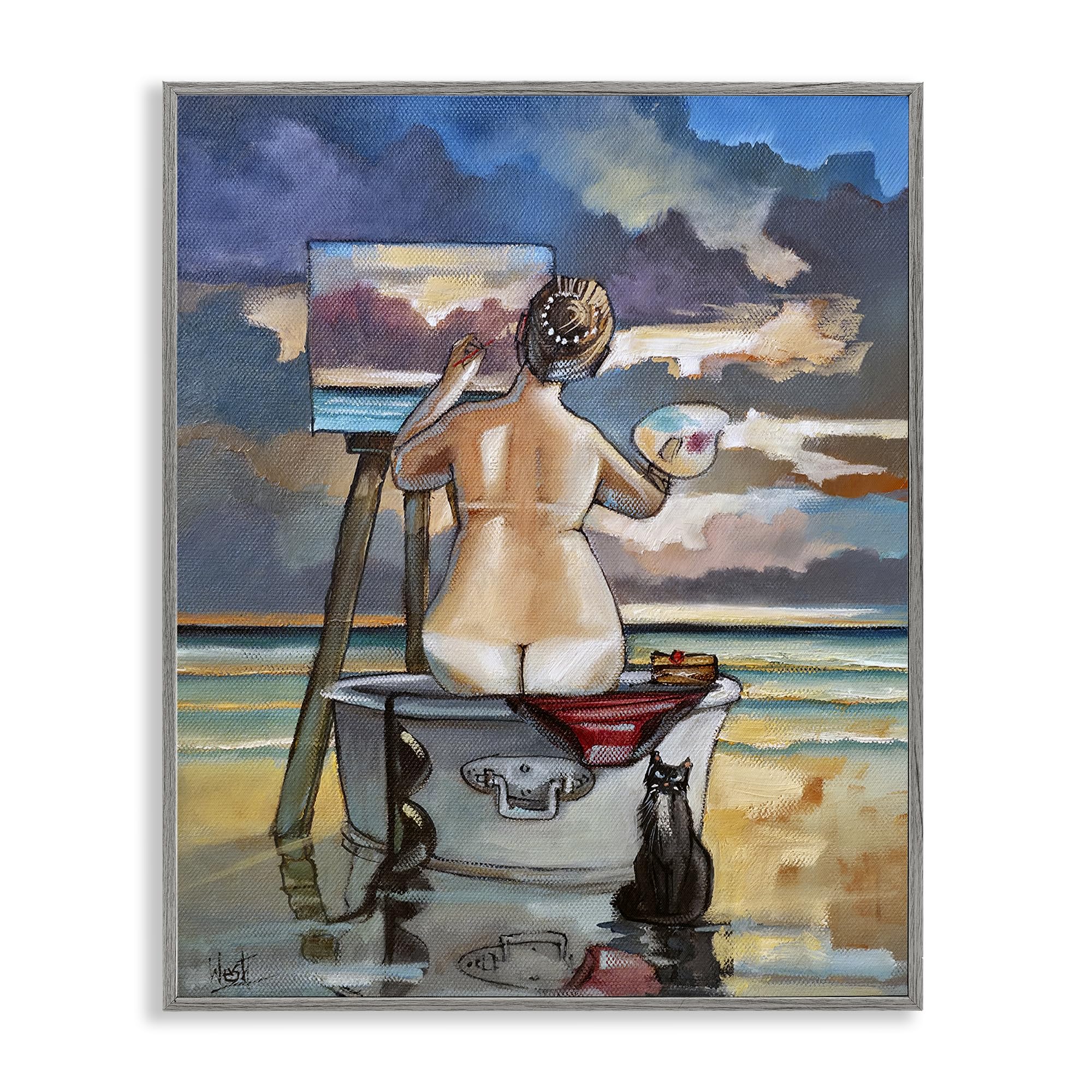 Stupell Industries 'Painting Up A Storm', Framed Giclee Art, Gray, 24 x 30 Inches, Easy to Hang and Sturdy, Made in USA, by Ronald West