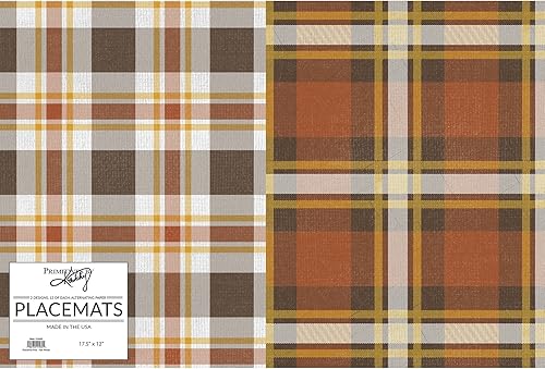 Primitives by Kathy Almohadilla individual de papel a cuadros de colores otoñales, 17.5 x 12 pulgadas