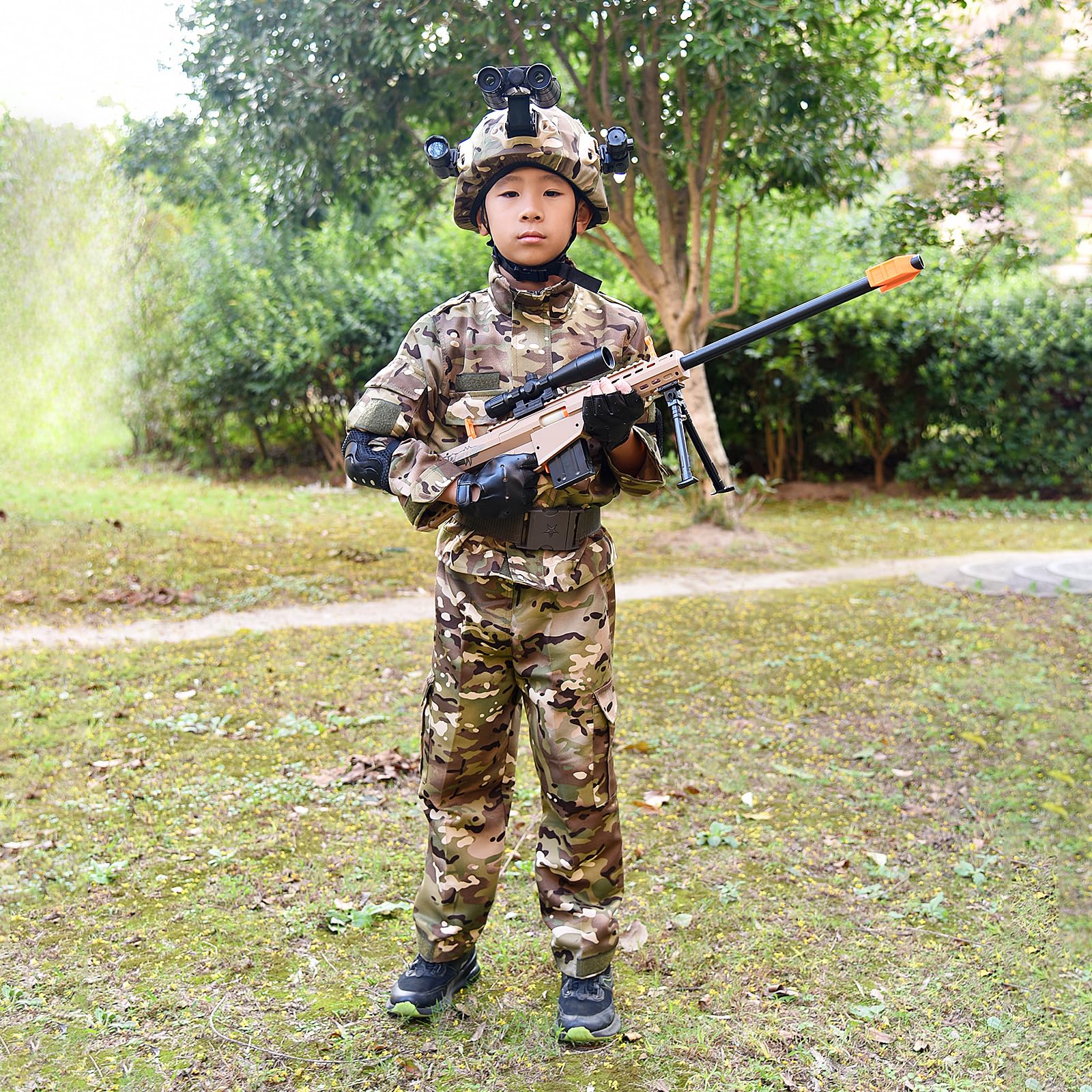 Barrett 98k Lance-douille Soft-Head - Fusil à lunette jouet pour enfants | Modèle réaliste avec munitions Soft-Head | Incl. 10 douilles | Âge 3+ (Sable)