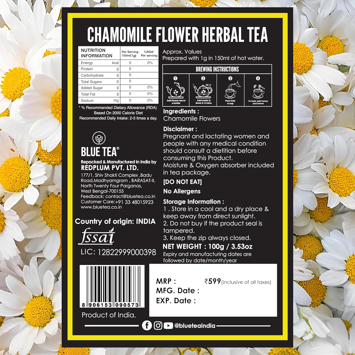 Buy Now Blue Tea - Chamomile Tea For Sleep - 100 Gm -100 Cups | Slee... 7 Buy Now Blue Tea - Chamomile Tea For Sleep - 100 Gm -100 Cups | Slee...