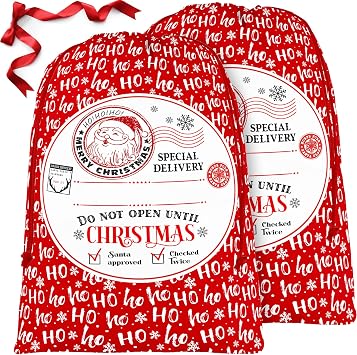 BeeGreen Green Giant Santa Sack Bag, Extra Large 56" H x 40" W for Huge Christmas, Reusable Fabric Gift Bags with Name Tag Card and Rope for ChristmasSanta Claus