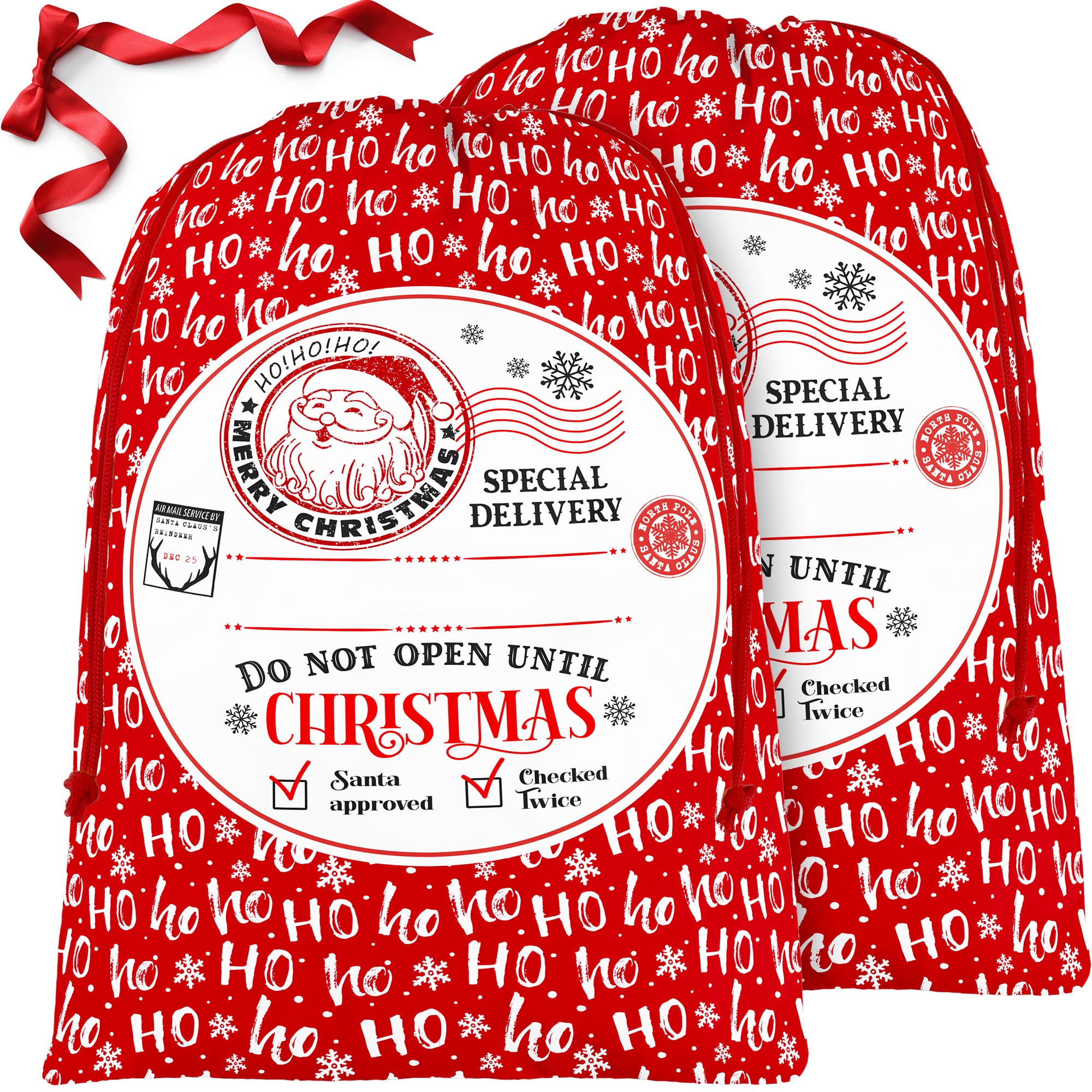 BeeGreen Santa Claus Large Christmas Gift Bags Santa Sack Drawstring Gift Bags 2 Pack Large 27.6“ x 42“, Giant Reusable Gift Bag for Holiday Presents Birthday Gift Party Favor Wrapping Candy Bag