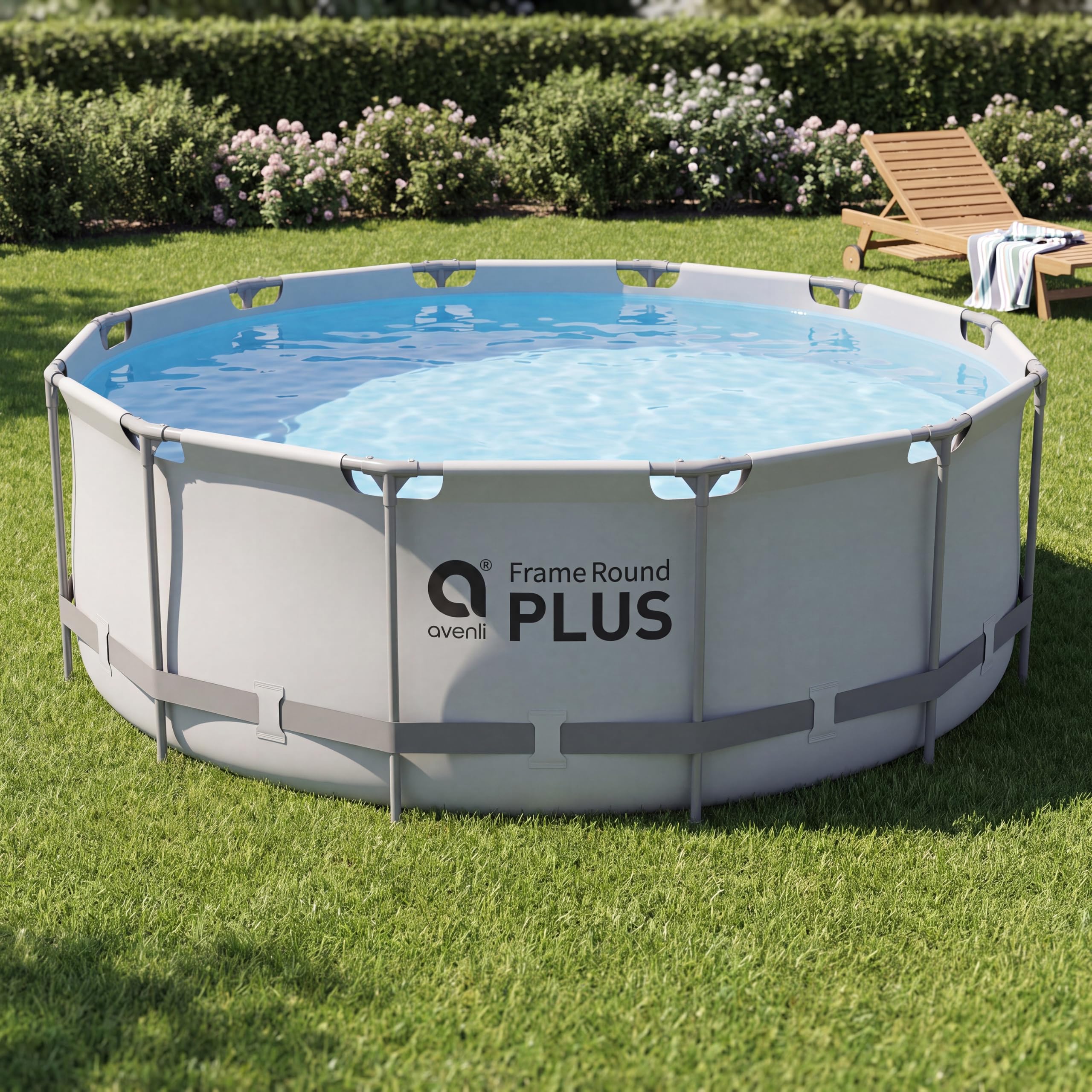 Avenli Frame Plus Pool 366x100 cm ohne Zubehör, grau Stahlrahmenpool rund, 8.816 L Aufstellpool Framepool Gartenpool Schwimmbecken Swimmingpool