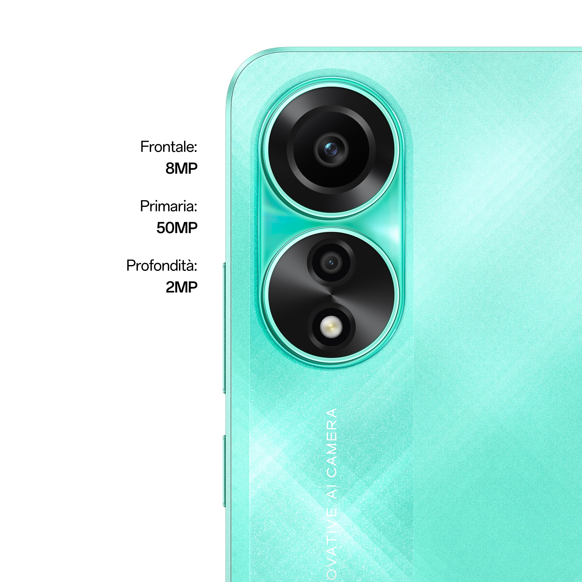 OPPO A78 Smartphone, AI Doppia fotocamera 50+2MP, Selfie 8MP, Display 6.43” 90HZ AMOLED FHD+, 5000mAh, RAM 8+8 GB + ROM 128GB (esp1TB), IP54, Supporto Auto [Versione Italia], Colore Aqua Green
