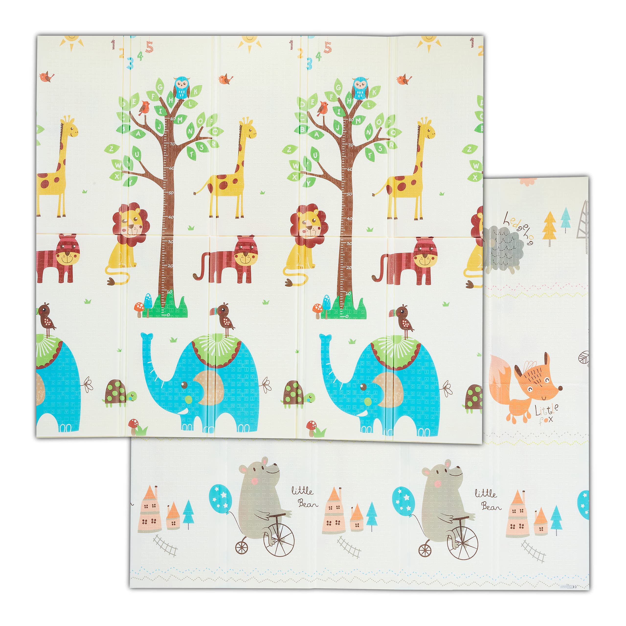 Relaxdays Tappeto per Bambini, Pieghevole e Lavabile, 195 x 175 cm, Atossico, Gommapiuma XPE, Motivo Animali, Colorato