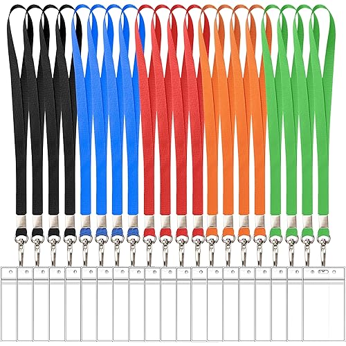 Lanyard with ID Badge Holder, 20 Pack Cruise Lanyard with Waterproof Badge Card for Cruises Ships Cards,Colorful,Vertical