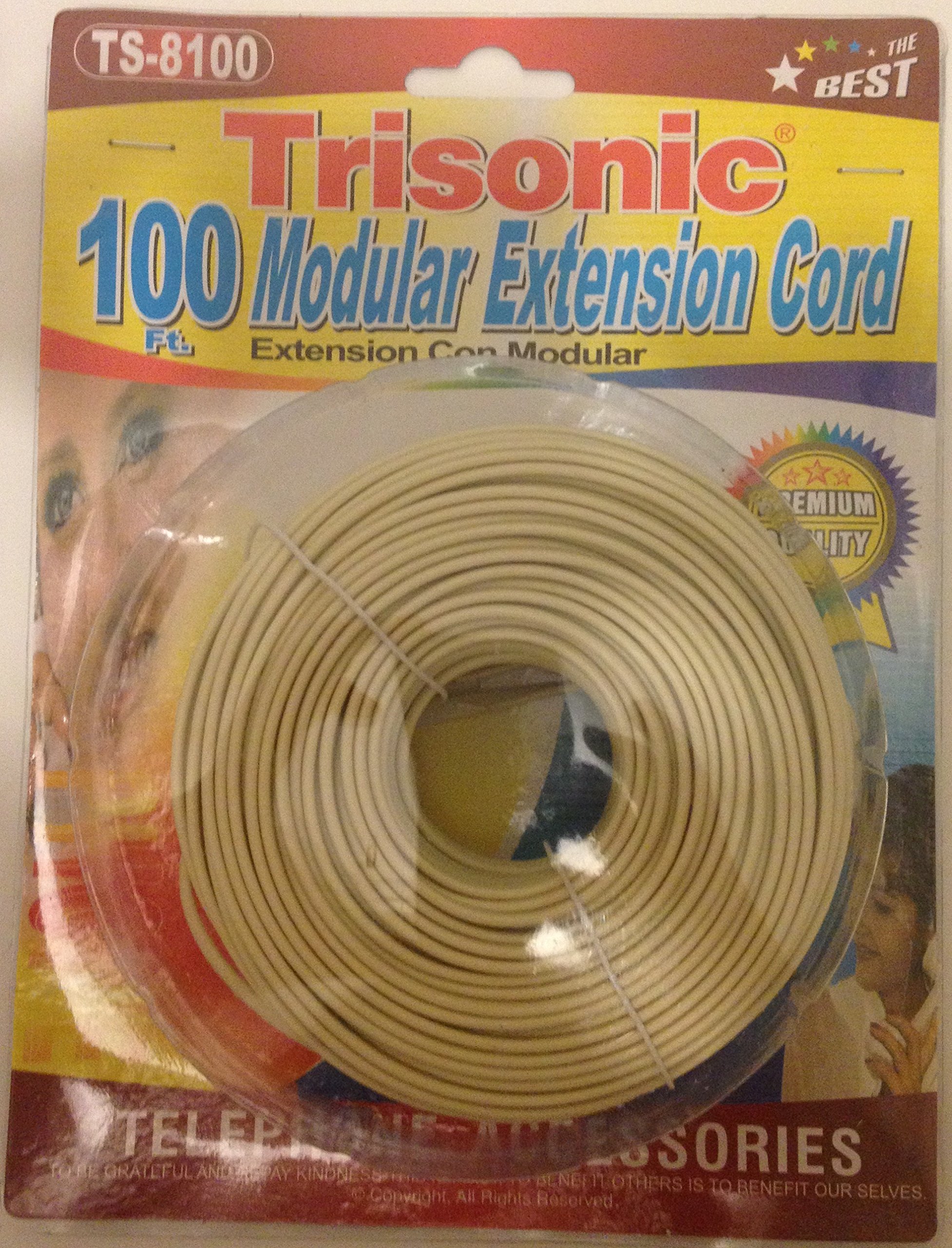 Trisonic Telephone Extension Cord Phone Cable Foot (Ivory, 100 Feet)-picture-13