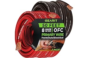 GearIT 8 Gauge OFC Battery Cable (50ft - Black/Red Translucent)