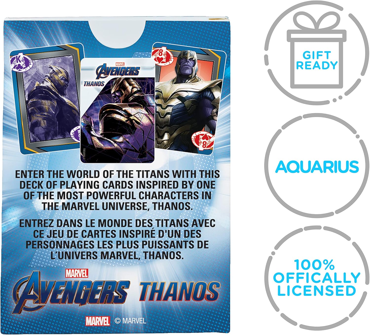 AQUARIUS Marvel Avengers Playing Cards - Thanos Themed Deck of Cards for Your Favorite Card Games - Officially Licensed Marvel Merchandise & Collectibles - Poker Size with Linen Finish