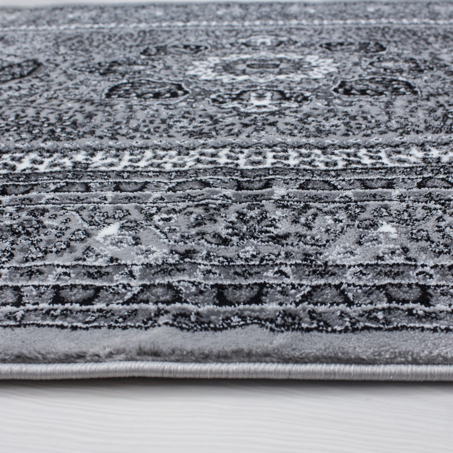 Teppium Tapis Salon, Chambre Gris-1 240 x 340 cm - Tapis à Poils Courts, Style Oriental, Moelleux et Doux, Ornement - Cuisine Moquette Salle de Sejour