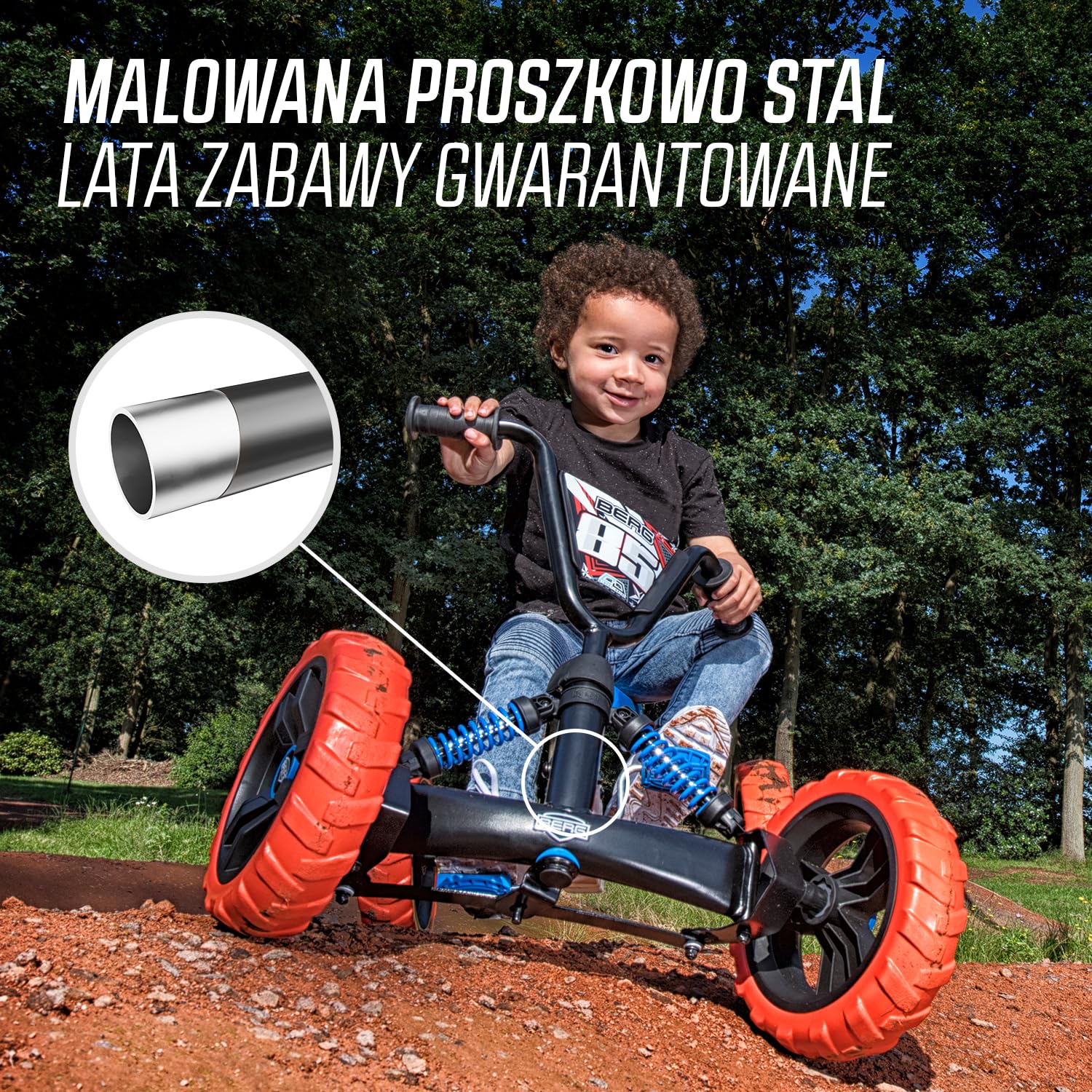BERG Gokart Buzzy Nitro 2-w-1 z drążkiem przesuwnym | z ruchomym wolnym biegiem, pojazdem dziecięcym, bezpiecznym i stabilnością, zabawka dla dzieci w wieku 2,5-5 lat