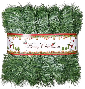 DearHouse 16.4 Foot Christmas Garland, Artificial Pine Garland Holiday Decor for Outdoor or Indoor Home Garden Artificial Green Greenery, or Fireplaces Holiday Party Decorations