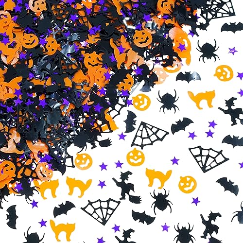 Halloween Party Table Scatter - Pumpkin Spider Webs Foil Metallic