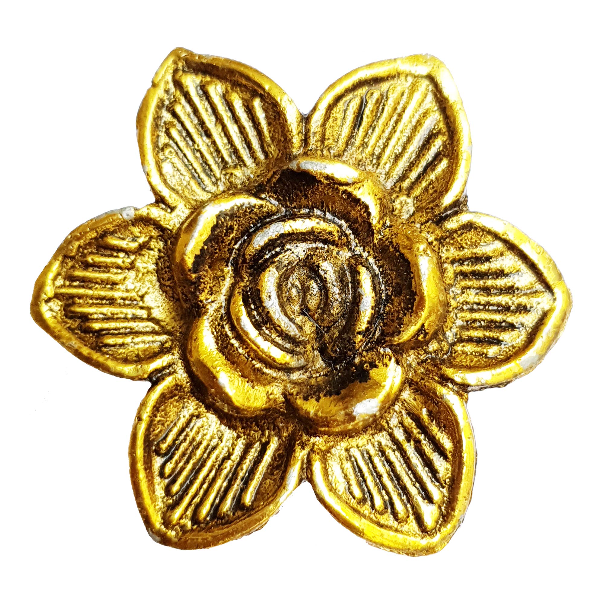 ETHNICITI Flower Antique Gold Metal Vintage Knob Pull Handle Drawer Cupboard Cabinet Antique Gold Flower Metal Knob