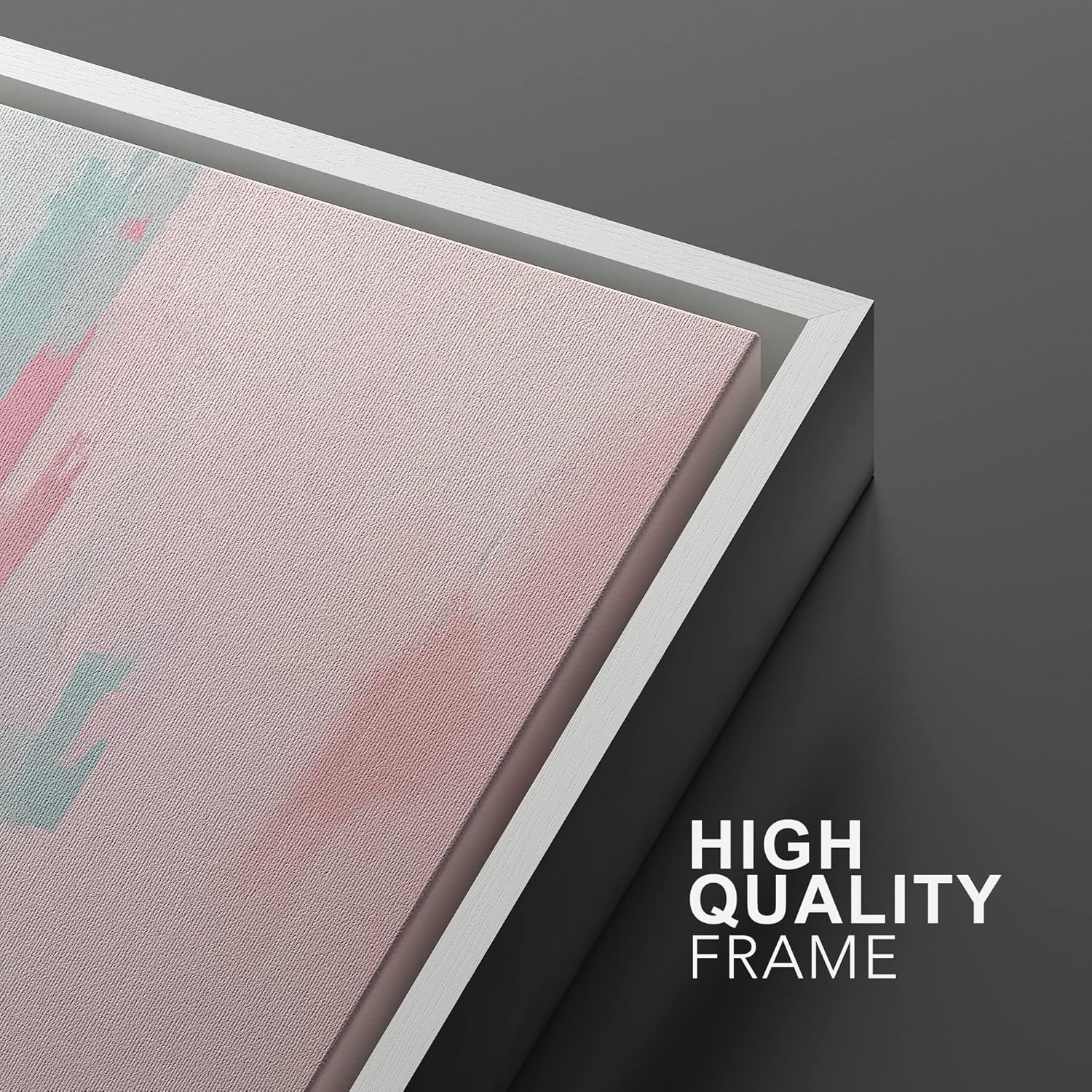 MUDECOR Framed Canvas Print Wall Art Pink Blue Pastel Paint Stroke Collage Abstract Shape Illustrations Modern Art Decorative Bohemian Colorful Chic for Living Room, Bedroom, Office - 24"x36" White