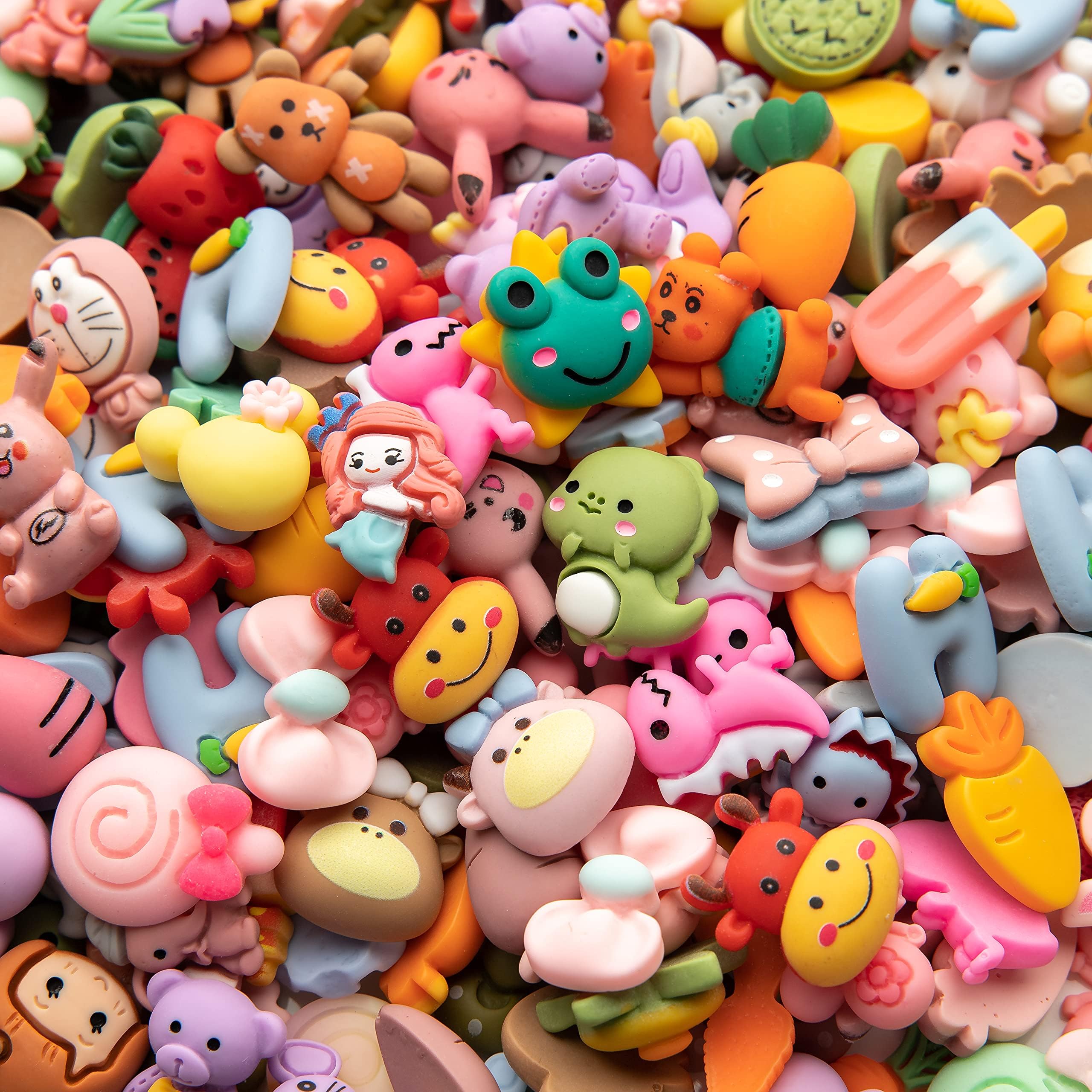 Slime Charms Cartoon Animal And Fruit Cute Set - Mixed Lot Assorted Fruit Resin Flatback Cute Sets For Diy Crafts Making,Decorations,Scrapbooking,Embellishments,Hair Clip 25pcs
