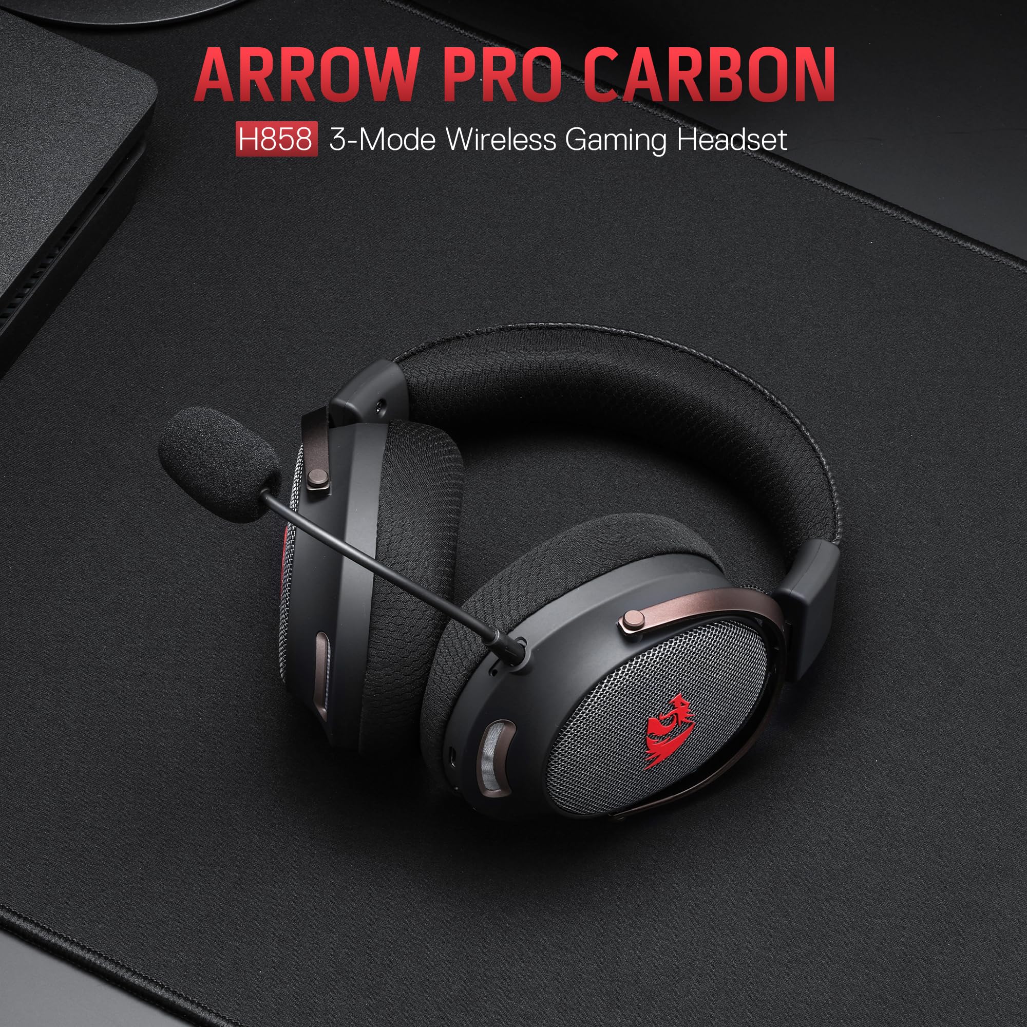 Redragon H858 Cascos Inalámbricos 3 Modos 7.1 53mm | cascos gaming inalámbricos 3 modos sonido envolvente 7.1 drivers 53mm almohadillas micro desmontable cancelación ruido