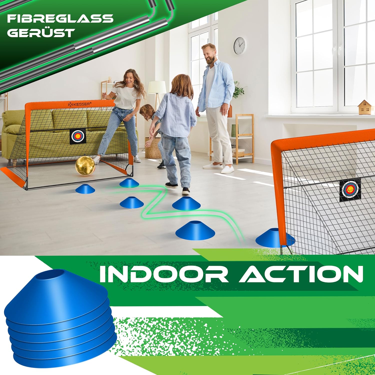 KESSER® Lot de 2 buts de football pop-up pour enfants - Pliable - Avec barres en fibre de verre et filets de qualité supérieure - Pour l'intérieur, l'extérieur et le jardin - Avec sac de transport - 6 — vue 6
