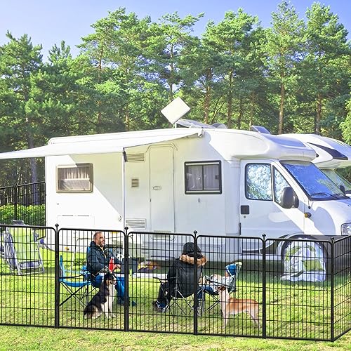 Vista 11 de Corralito para perros de 32 pulgadas, 16 paneles, para interiores y exteriores, para perros medianos y pequeños, valla de metal resistente