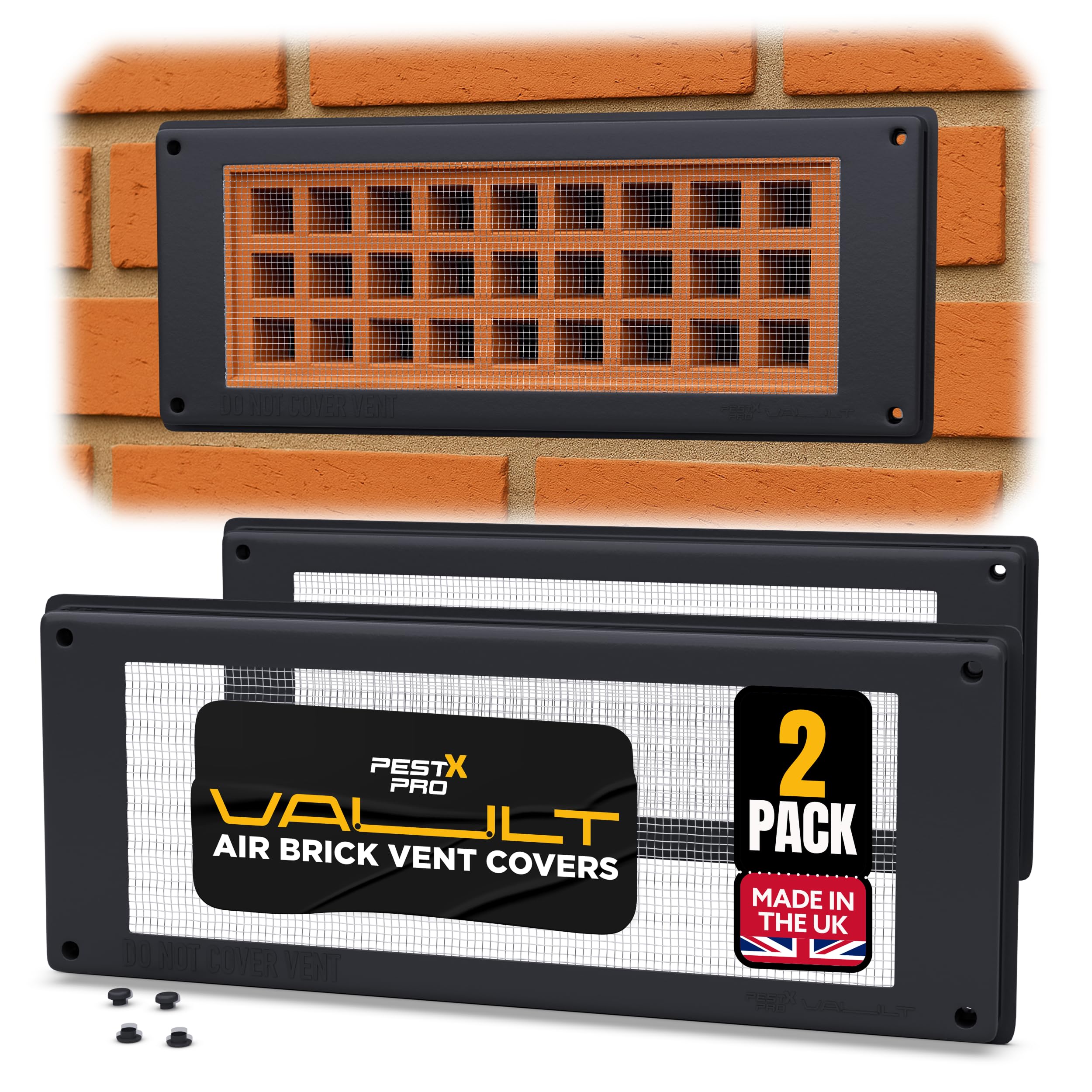 Pest-X Pro Vault Air Brick Covers 254mm x 102mm (2 Pack), Rodent Control Vent Covers Exterior, Air Brick Pest Guard