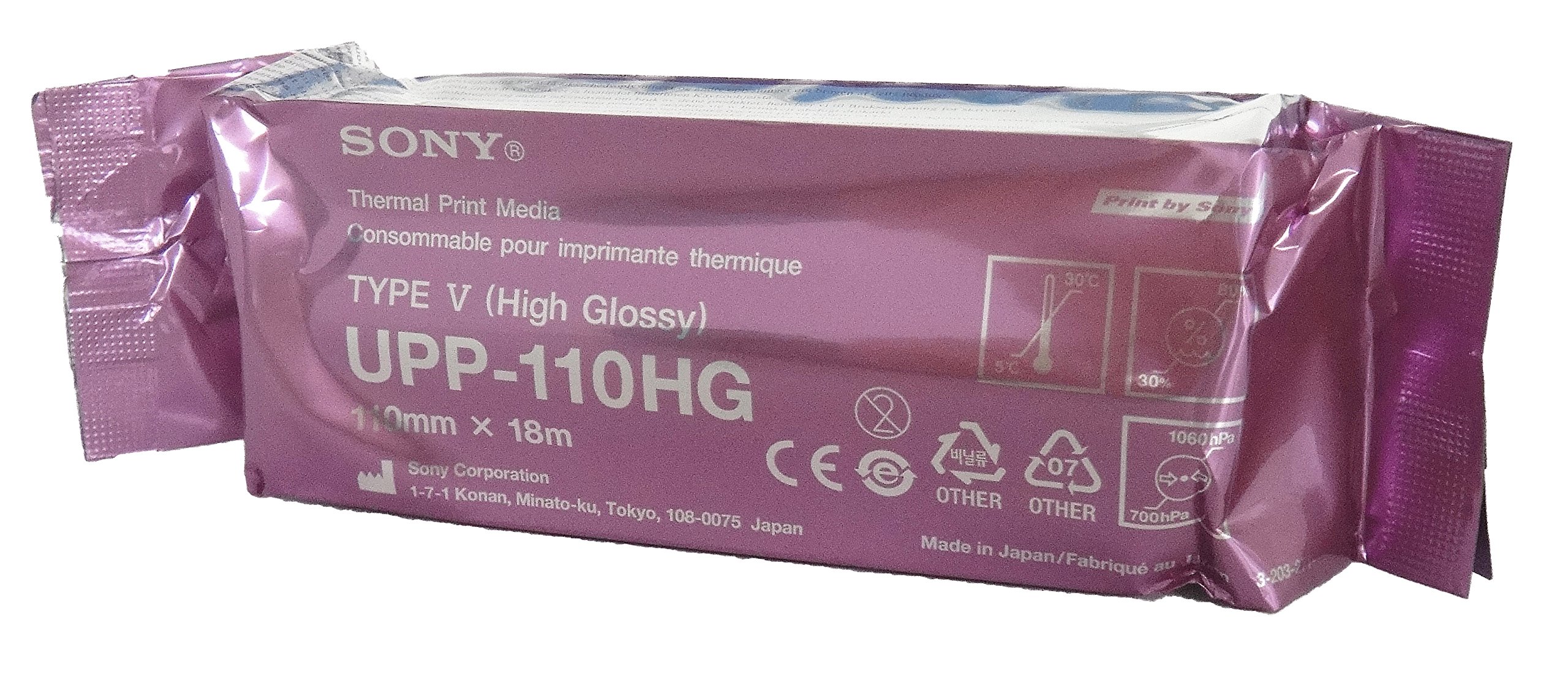 Sony UPP-110HG Rotoli di carta da stampa termica in bianco e nero ad alta brillantezza A6 per stampanti mediche ad ultrasuoni Sony - (1 x scatola da 10 rotoli)