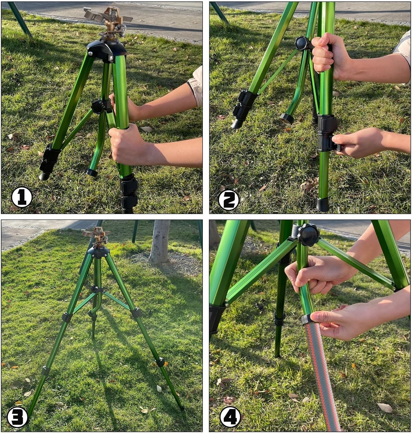 2er-Pack Impulsregner mit Metallstativ, Hochleistungs-Rasensprenger mit Messingdüse, 360° Beregnung für große Garten- und Rasenflächen