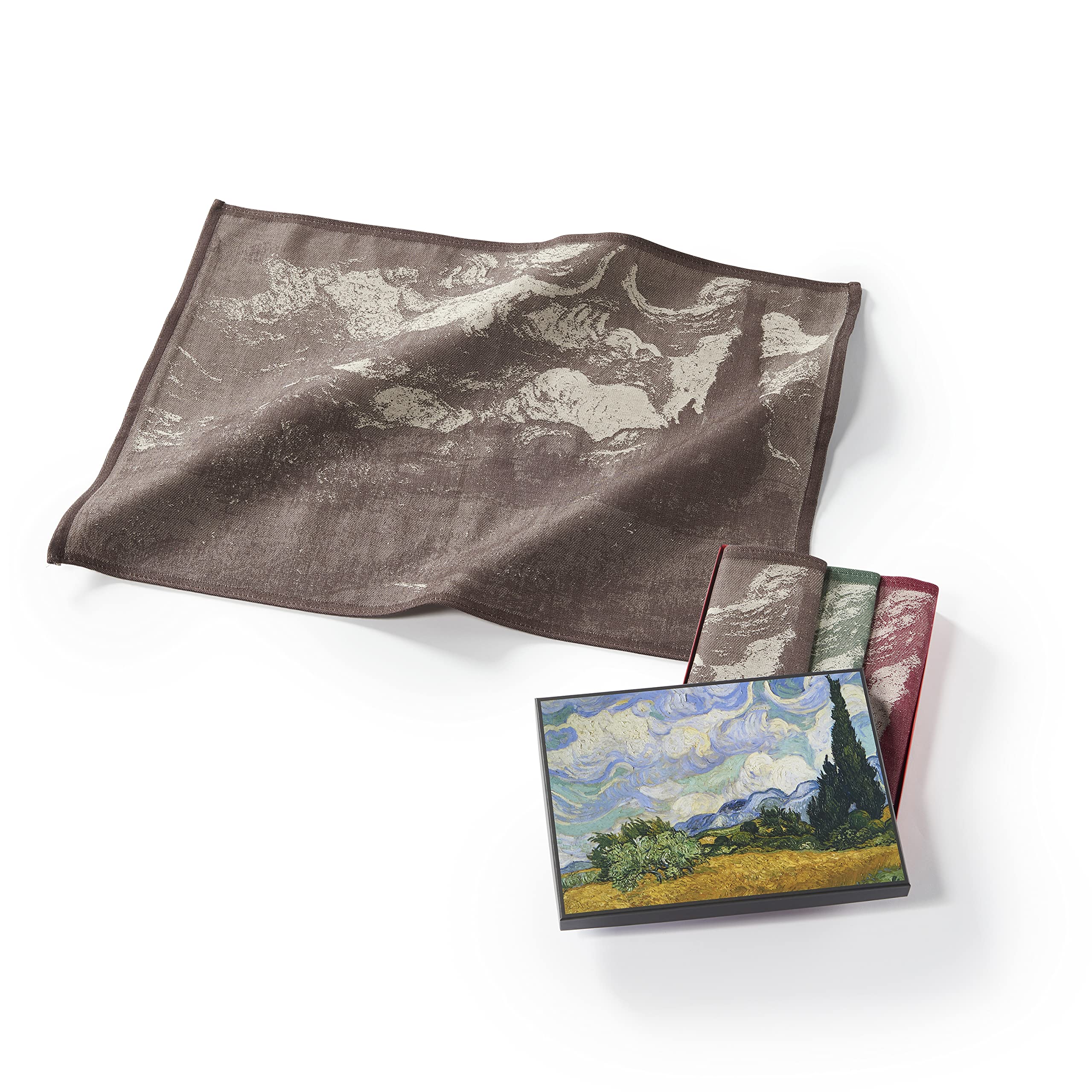 Musearta TT-VG-WC-10-V424208 Unisex Tea Towels Set of 3 with Wheatfield with Cypresses by Artist Vincent Van Gogh Cotton 50 x 70 cm