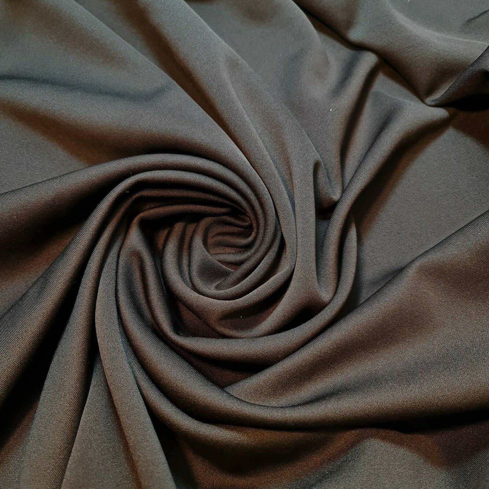 Scuba Crepe Breathable Superior Quality Stretch Wet Suit Dress Fabric 140cm Wide (5 Meter, Dark Brown)