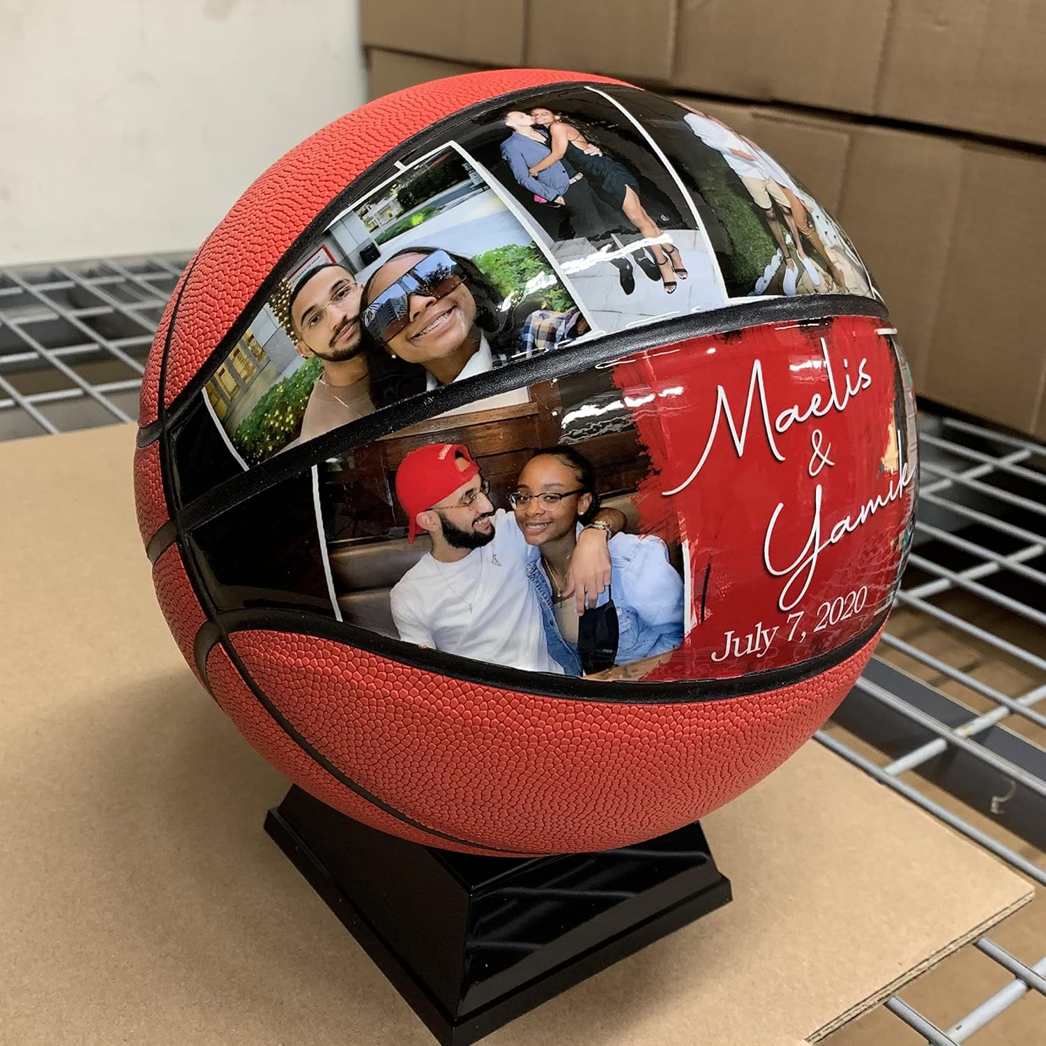 Custom Photo Love Basketball | Personalized Basketball with Pictures and Text | Best Gift for Valentine’s Day, Wedding, Anniversary | Customized and Unique Gift! (Basketball Multi-Photo - Full Size)