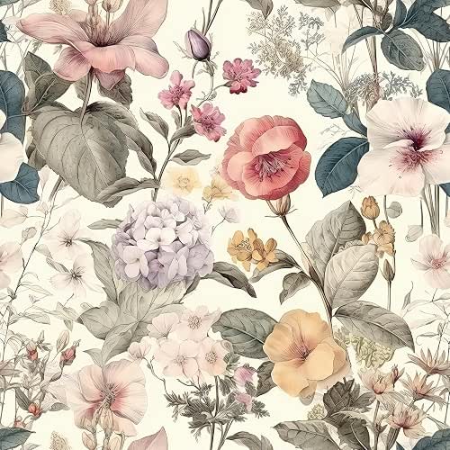 Jeweluck Floral Wallpaper Peel and Stick Vintage Floral Contact Paper