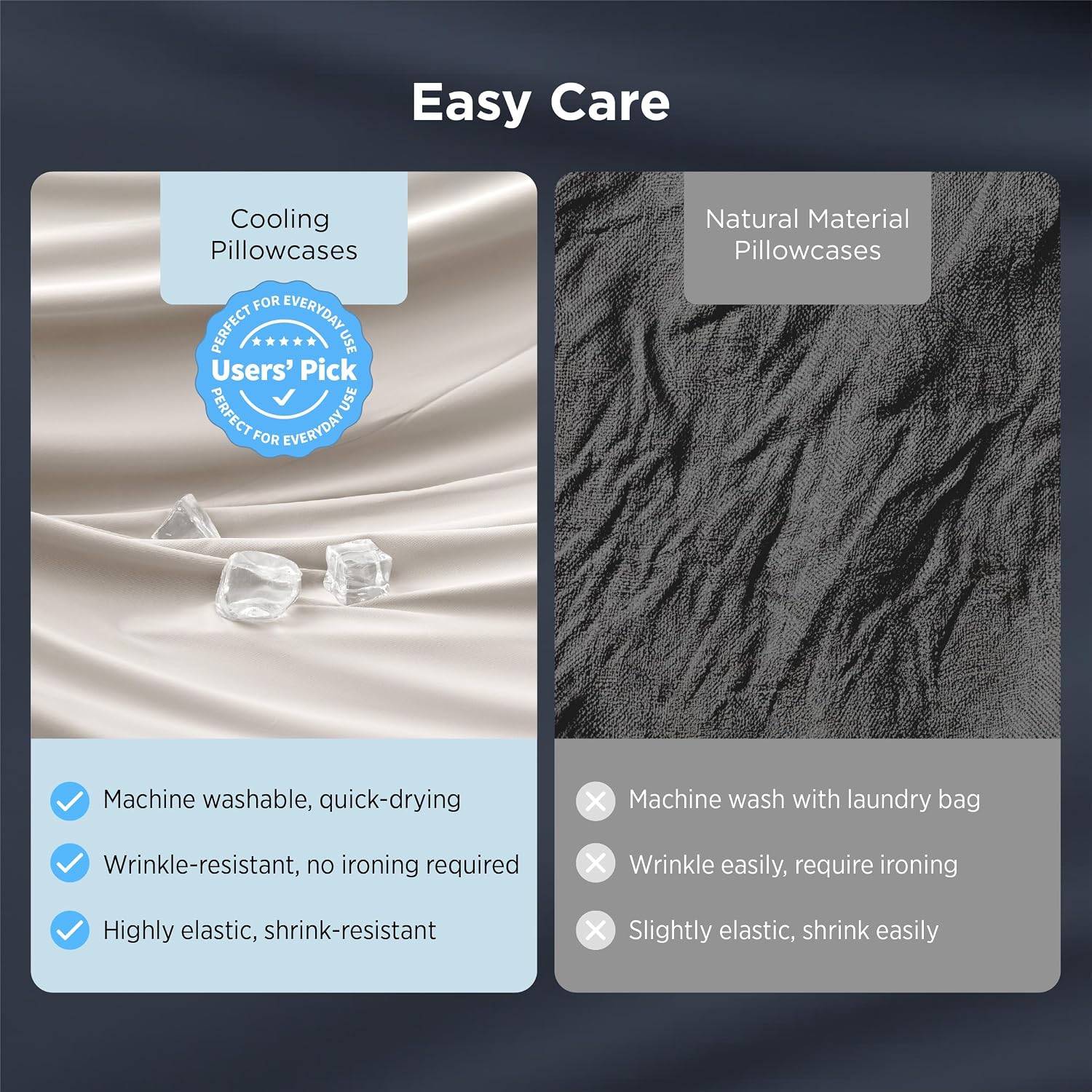 Bedsure Cooling Pillow Cases for Hot Sleepers, Cool Pillowcases for Night Sweats, Zipper Pillow Cases Queen Set of 2, Silky Soft & Breathable Cold Pillow Covers for Hair & Skin, Beige, 20x30 Inches