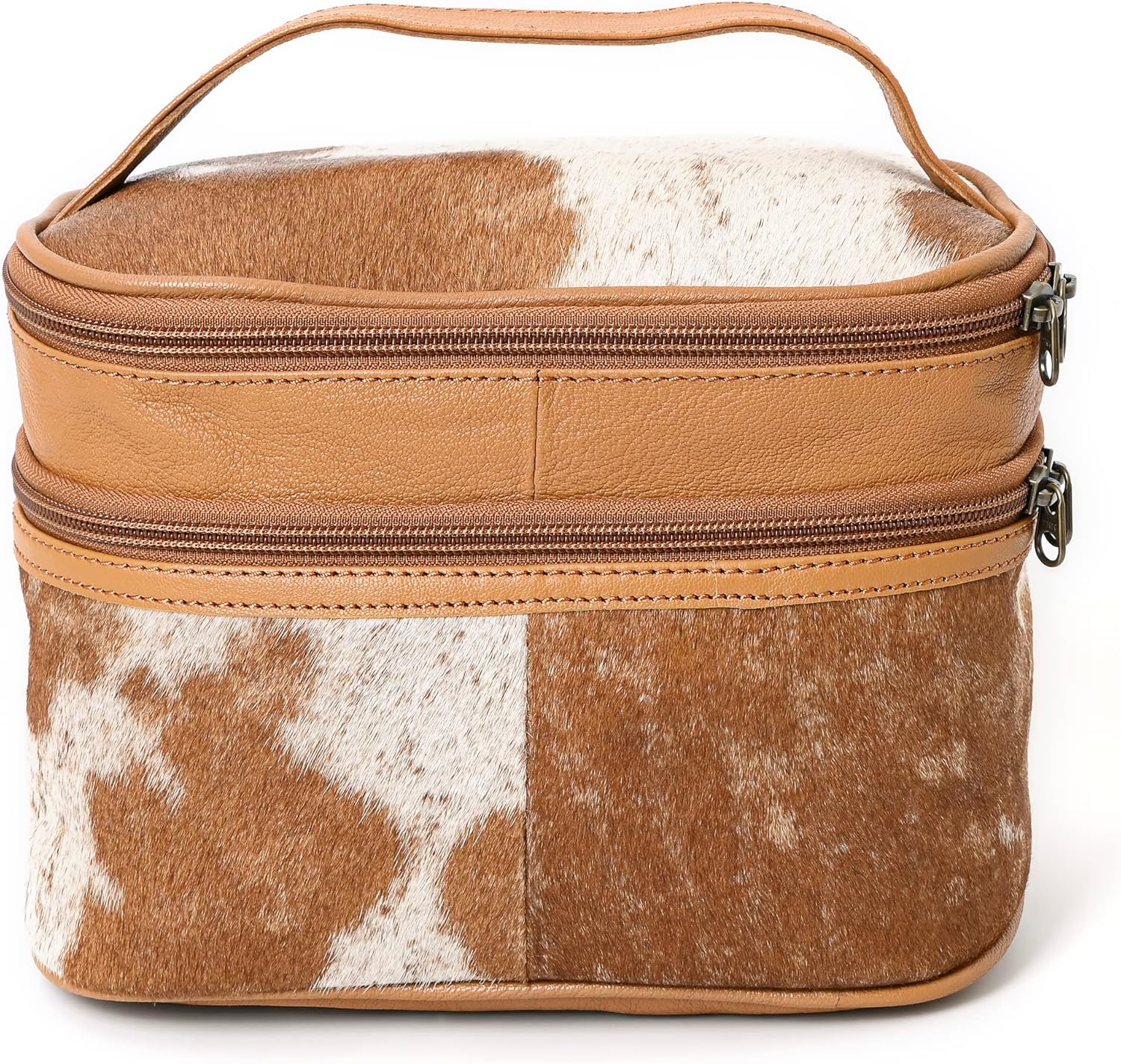Merbaa Jewelry Travel Organizer, Waterproof Leather Bag - Storage Organizer, Groom & Bridesmaid Wedding Gifts, Full Grain Leather, Handmade Travel Case (Tan)