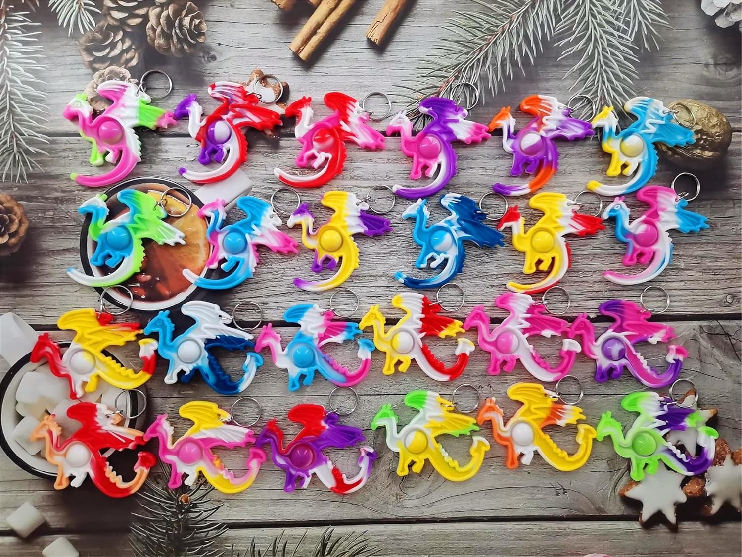 24 packs Dragon Bulk Mini pop Fidget Gift for Holiday Boys and Girls Kids Party Favors Supplies and Classroom Students Prize