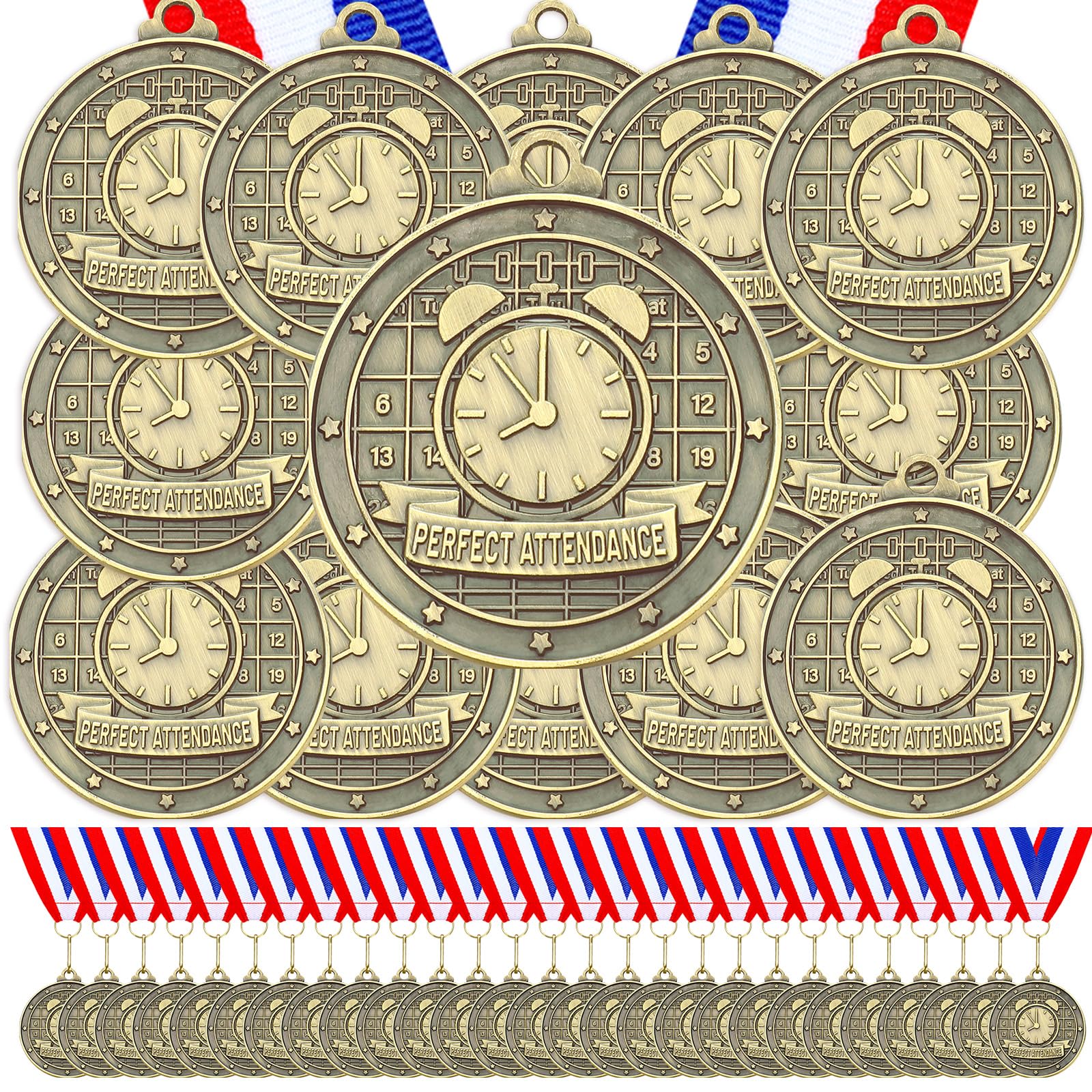 Quelay 60 Pcs Gold Award Medals with Neck Ribbons 2 Inch Winner Medals Awards Bulk Metal Trophy Award Prize Gift for Adult Competitions Education Tournaments Event